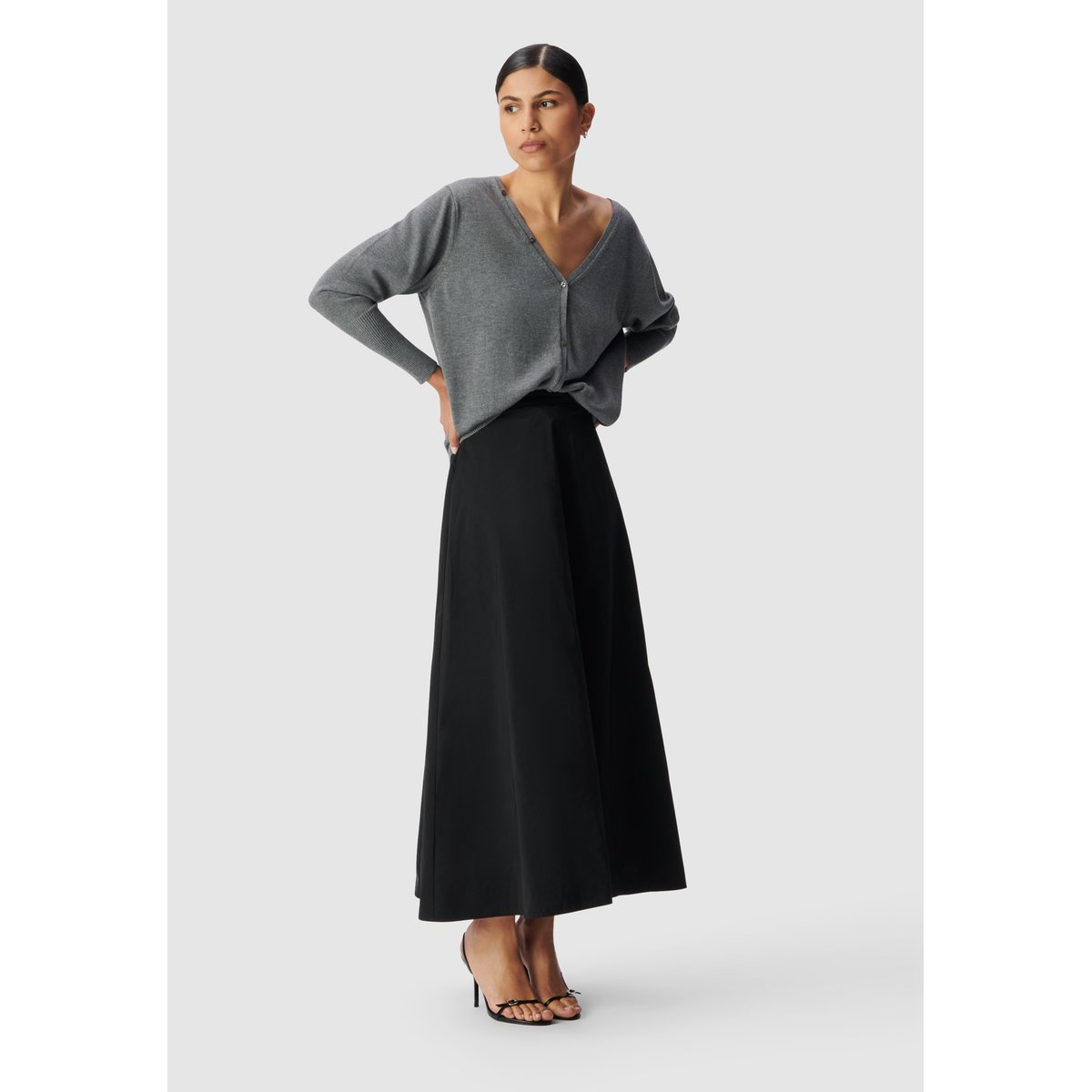 Cardigan tricot réversible devant/dos gris chiné, IKKS