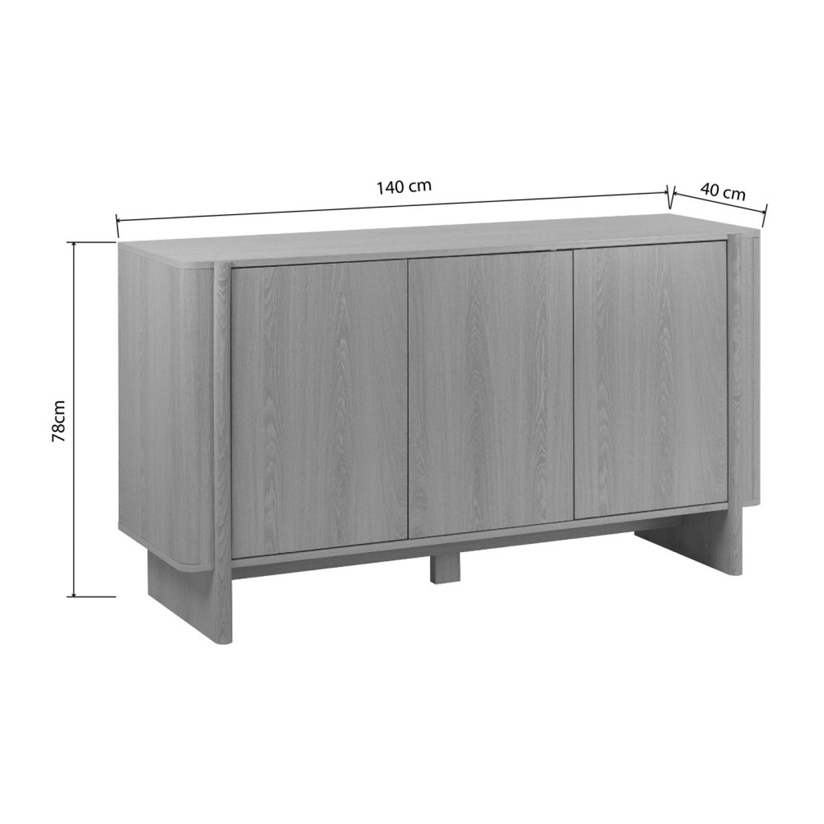 Buffet 3 portes en bois L 140 cm- OLI bois clair, DRAWER