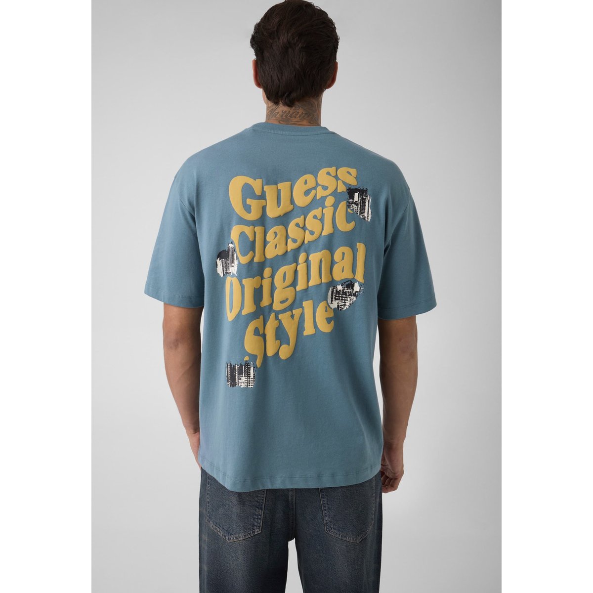 T-Shirt Avec Logo Imprimé bleu, GUESS