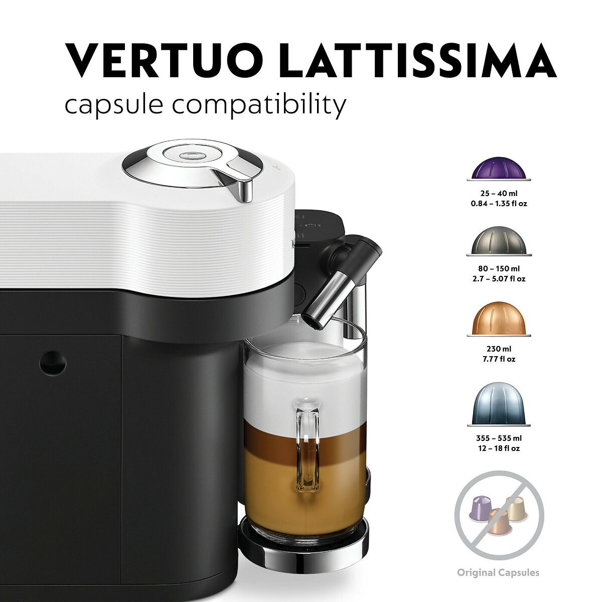 Nespresso by De'longhi Vertuo Lattissima Coffee Pod Machine white, NESPRESSO