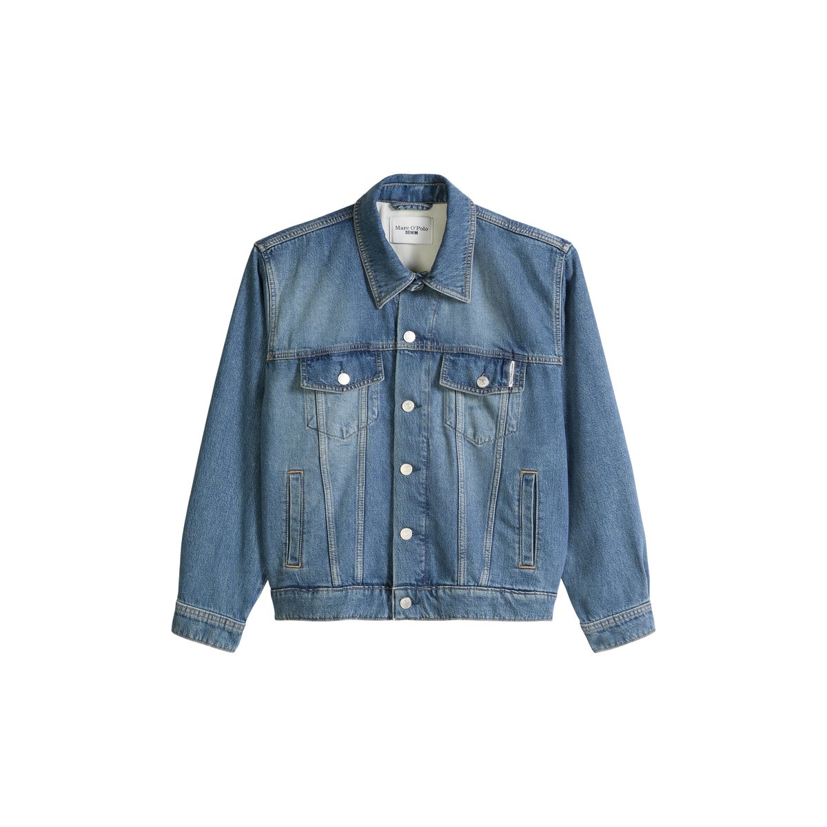 Veste en jean oversize en doux mélange de lyocell et de coton bio bleu moyen, MARC O’POLO DENIM