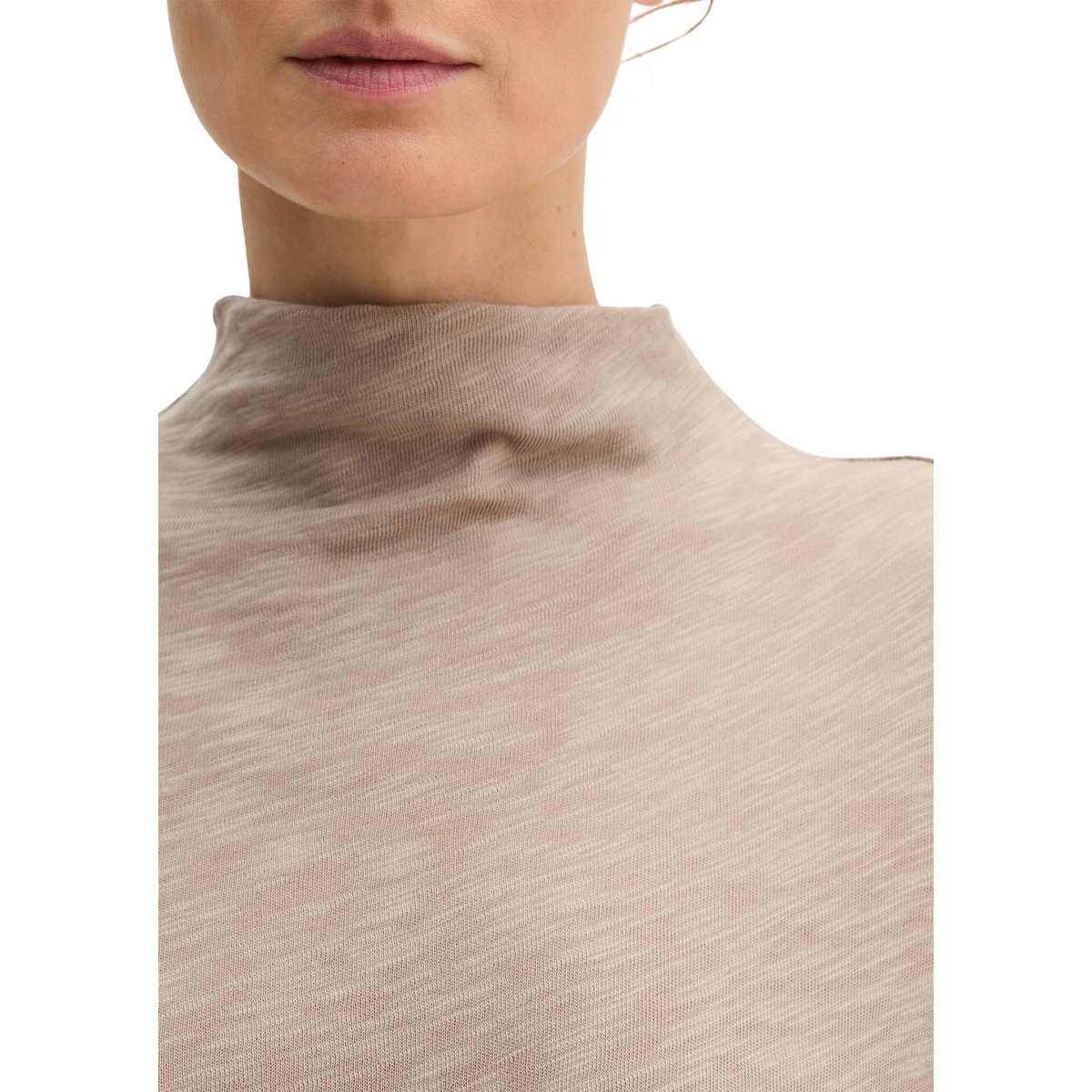 T-shirt à manches longues ajusté en coton biologique gris, MARC O'POLO