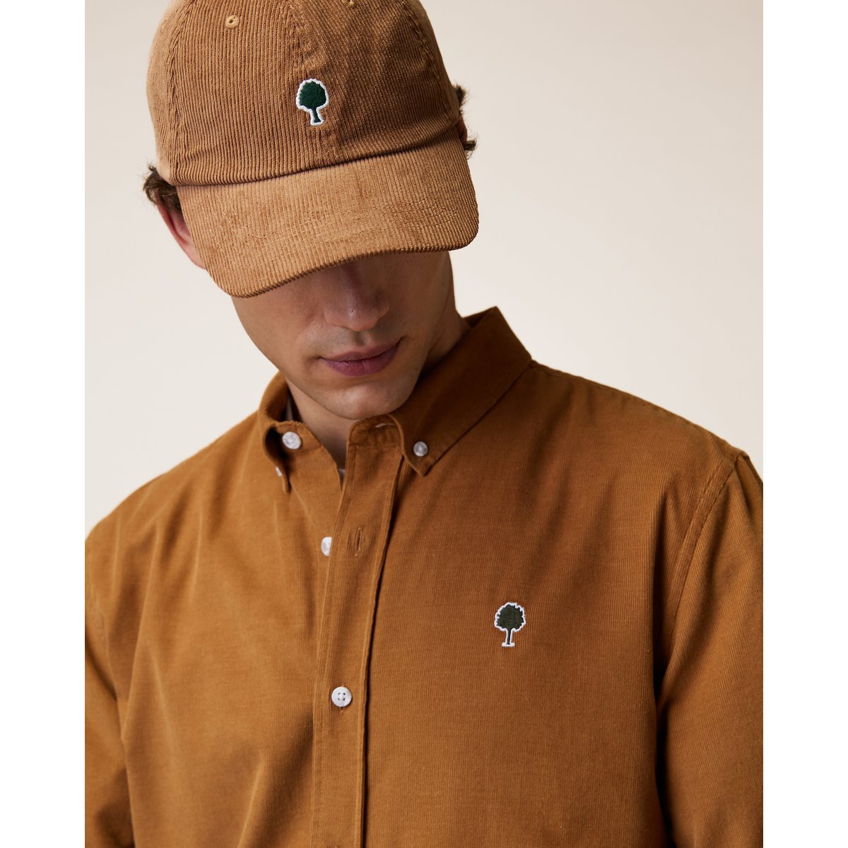 Chemise en velours côtelé camel, FAGUO