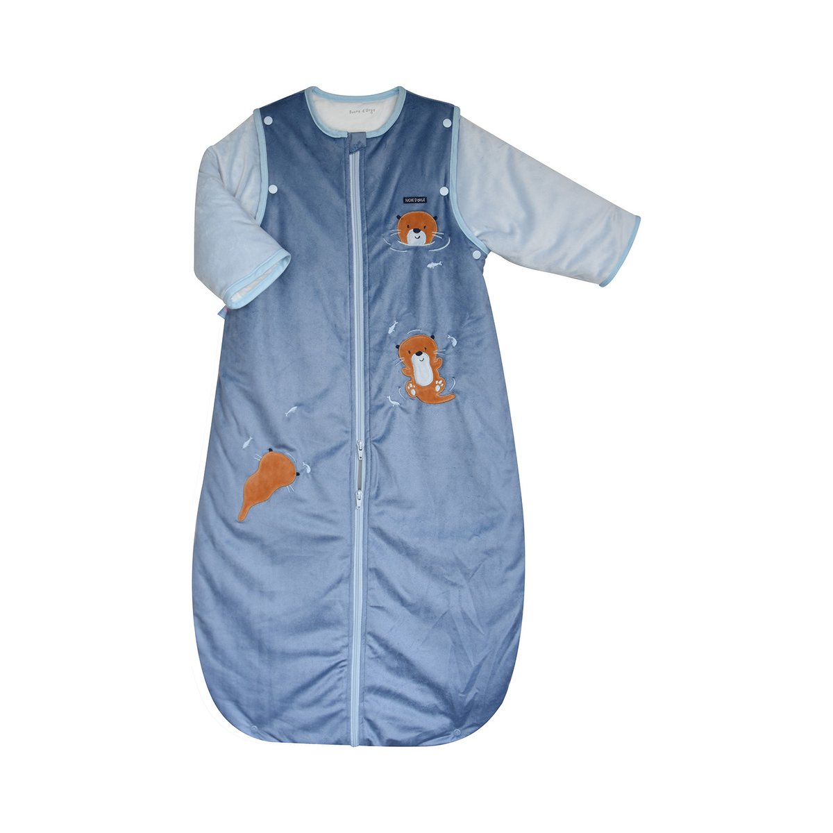 Gigoteuse 6/36m micky velours doux manches amovibles securite auto bleu, SUCRE D'ORGE