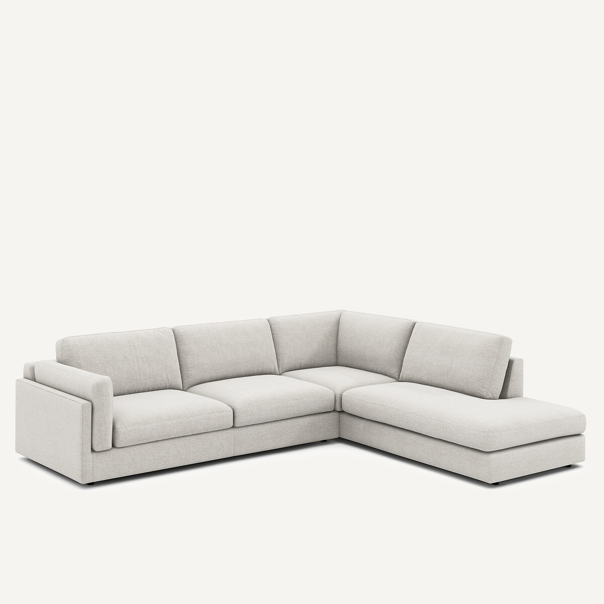Sofá-cama de canto e chaise-longue, em algodão reciclado, CÉSAR cinzento claro, AM.PM