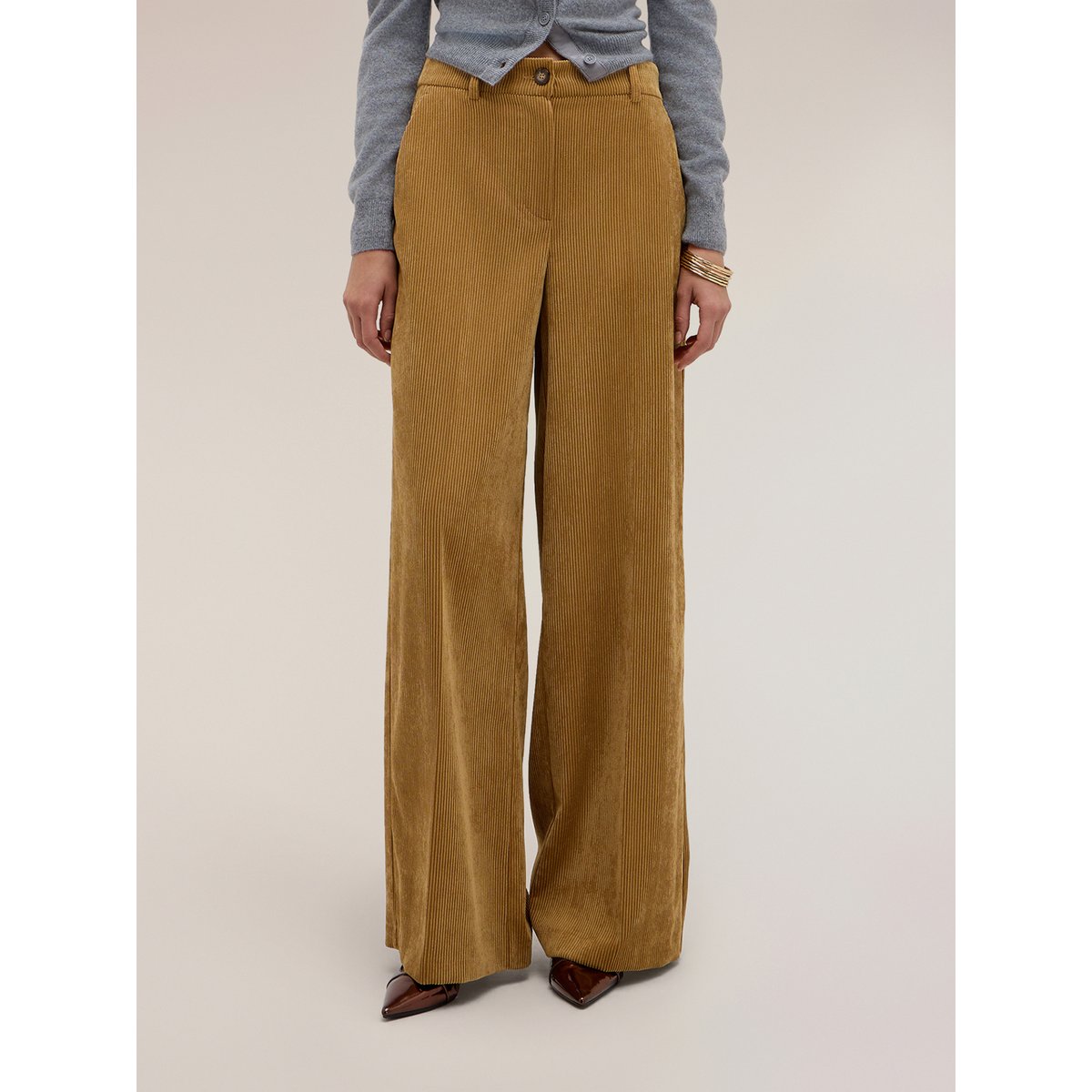 Pantalon palazzo côtelé jaune, MOTIVI