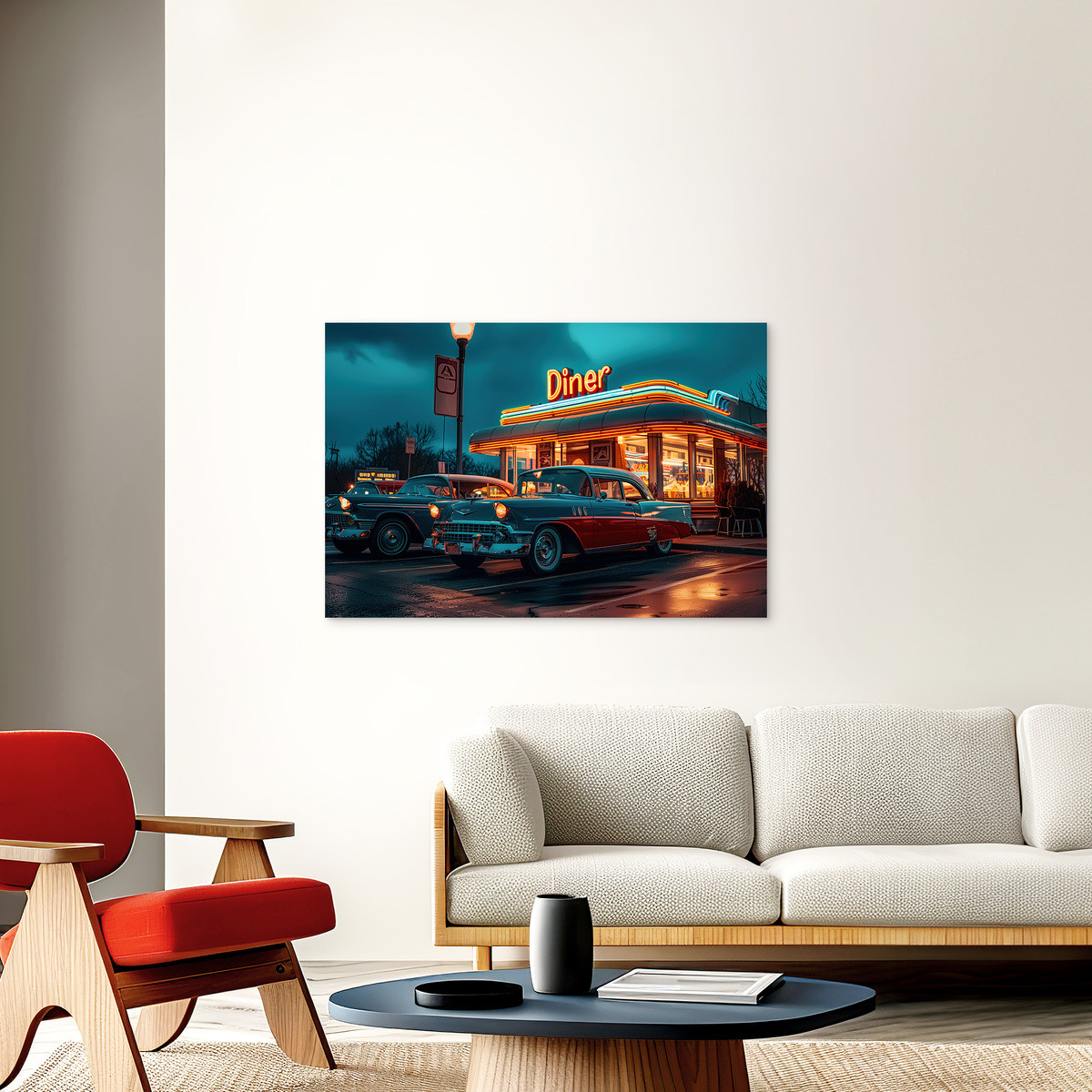Tableau Sur Toile Diner Américain Rétro RÉTRO VINTAGE tableaux sur toile-bleu, CEANOTHE