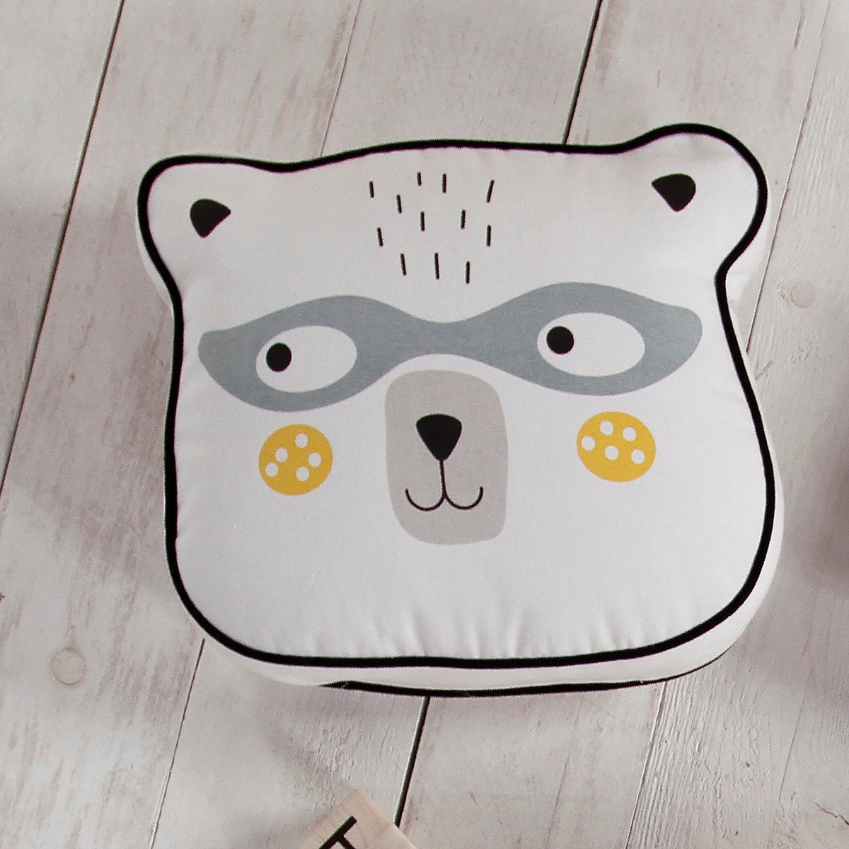 Coussin coton enfant imprimé forme ours polaire TEDDY blanc, TODAY