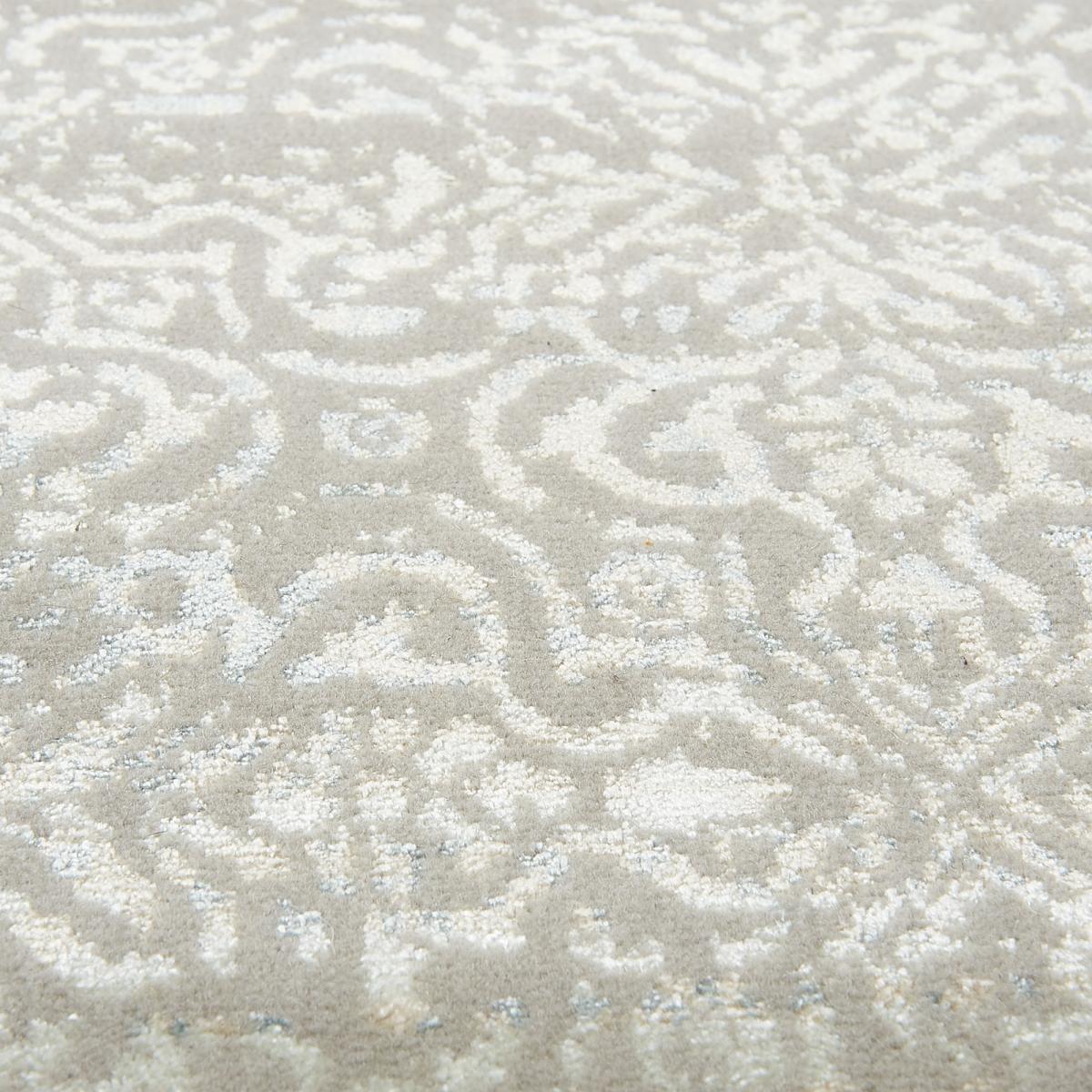Tapis salon et chambre fait main en laine motif uni BREZE gris, blanc, UN AMOUR DE TAPIS