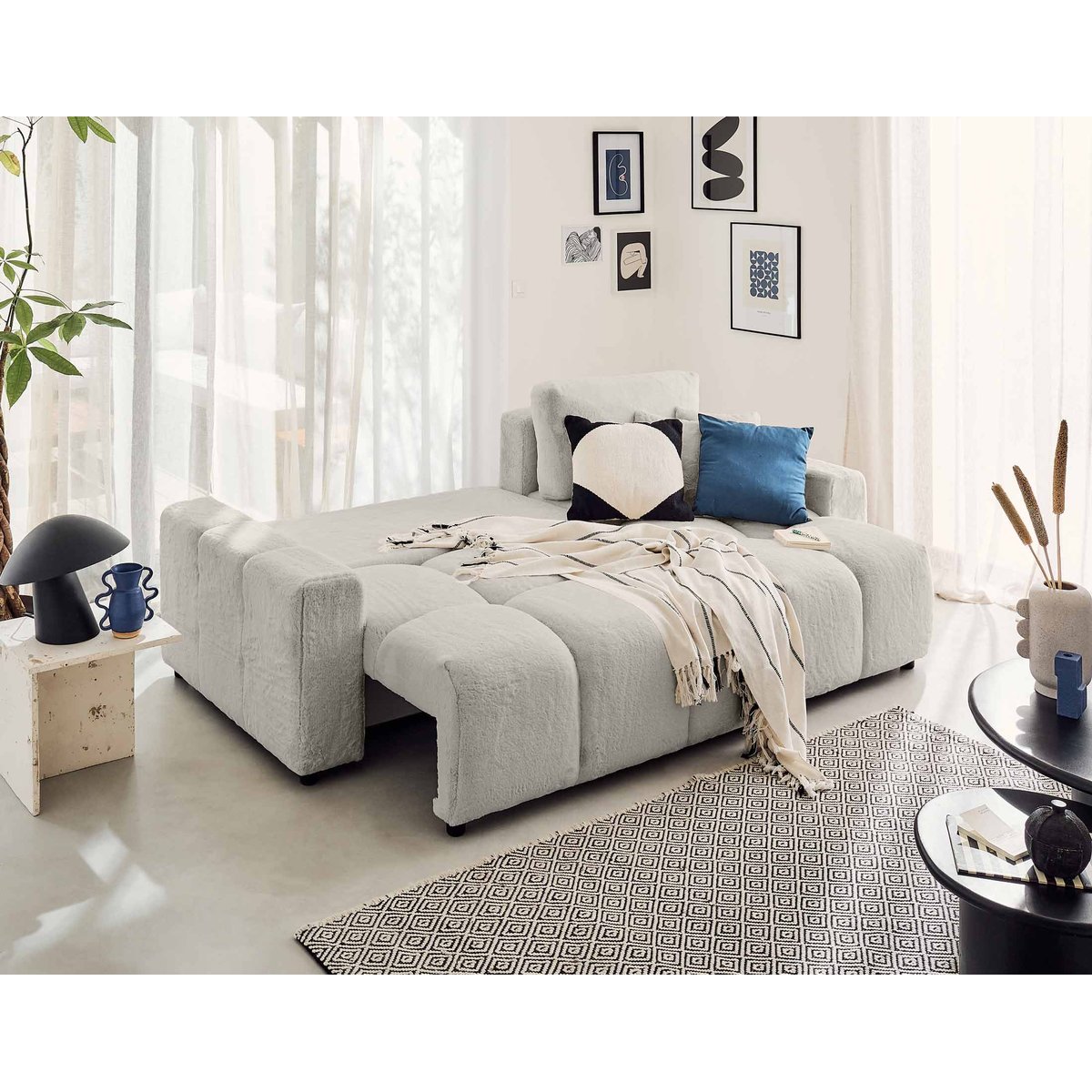 Canapé d'Angle Convertible 4 places - CROCUS gris clair, BEST MOBILIER