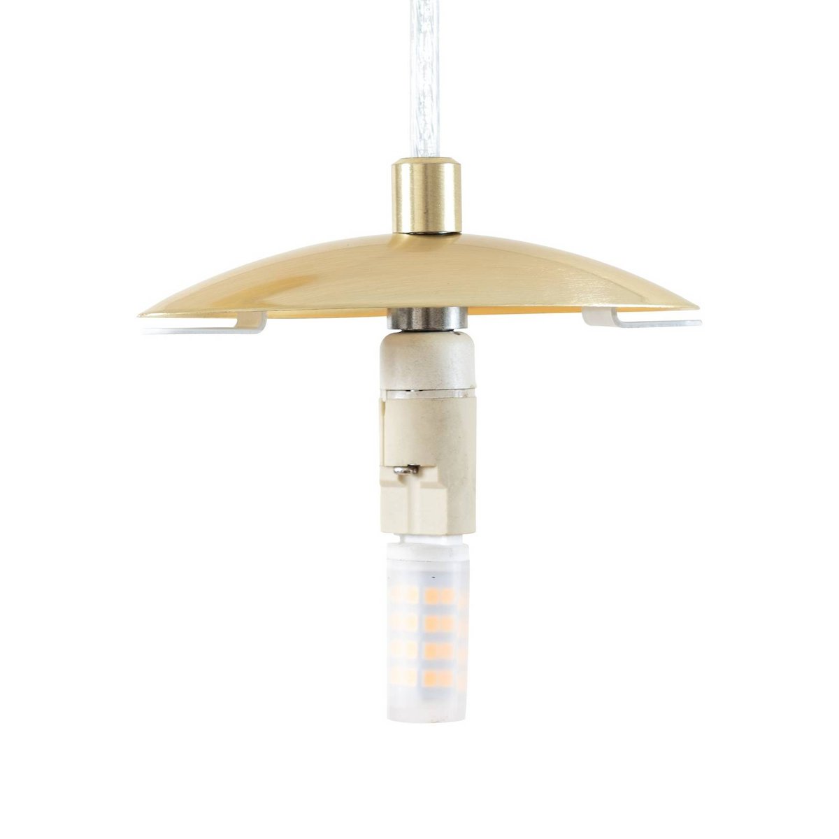 Suspension en verre moderne, Lunelle blanc, laiton, LUCANDE