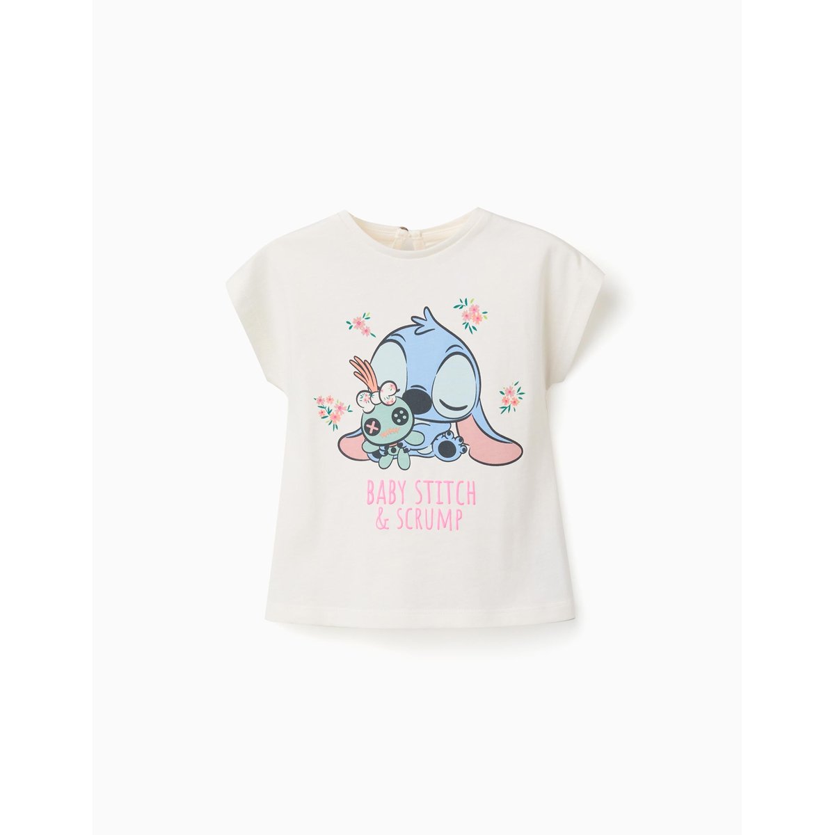 T-shirt en coton avec imprimé Baby Stitch beige clair, ZIPPY
