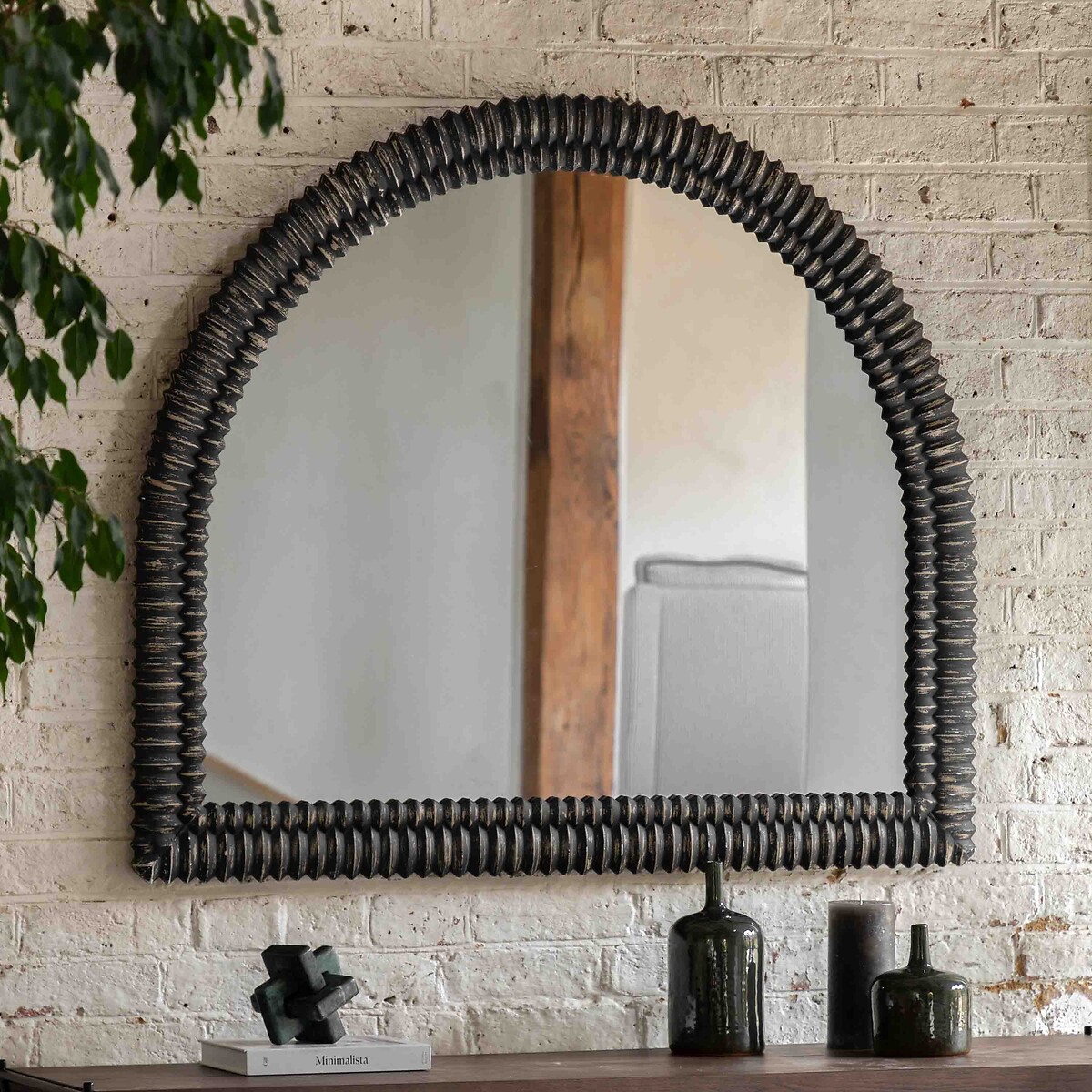 100x120cm Pinico Overmantle Arch Mirror black, ÉDITÉ