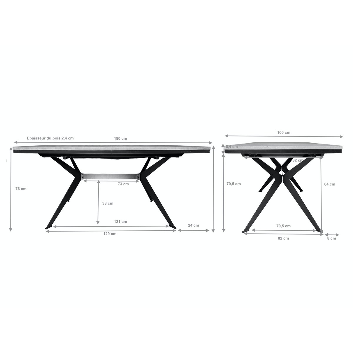 Table rectangulaire extensible en chêne huilé 220 cm PALERME bois naturel, PIER IMPORT