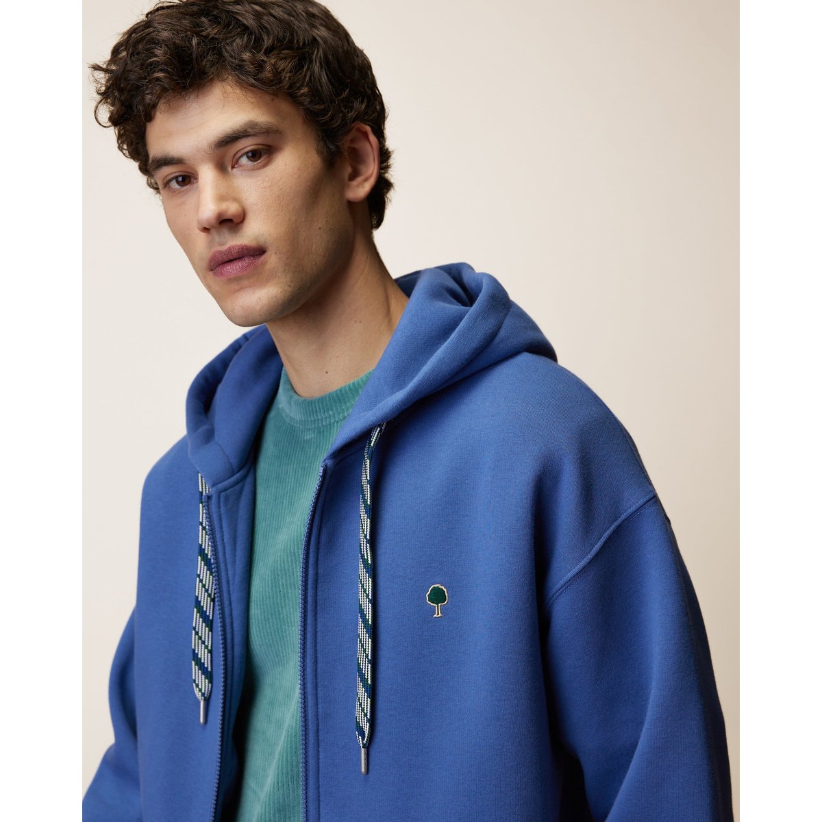Sweat à capuche en molleton bleu, FAGUO