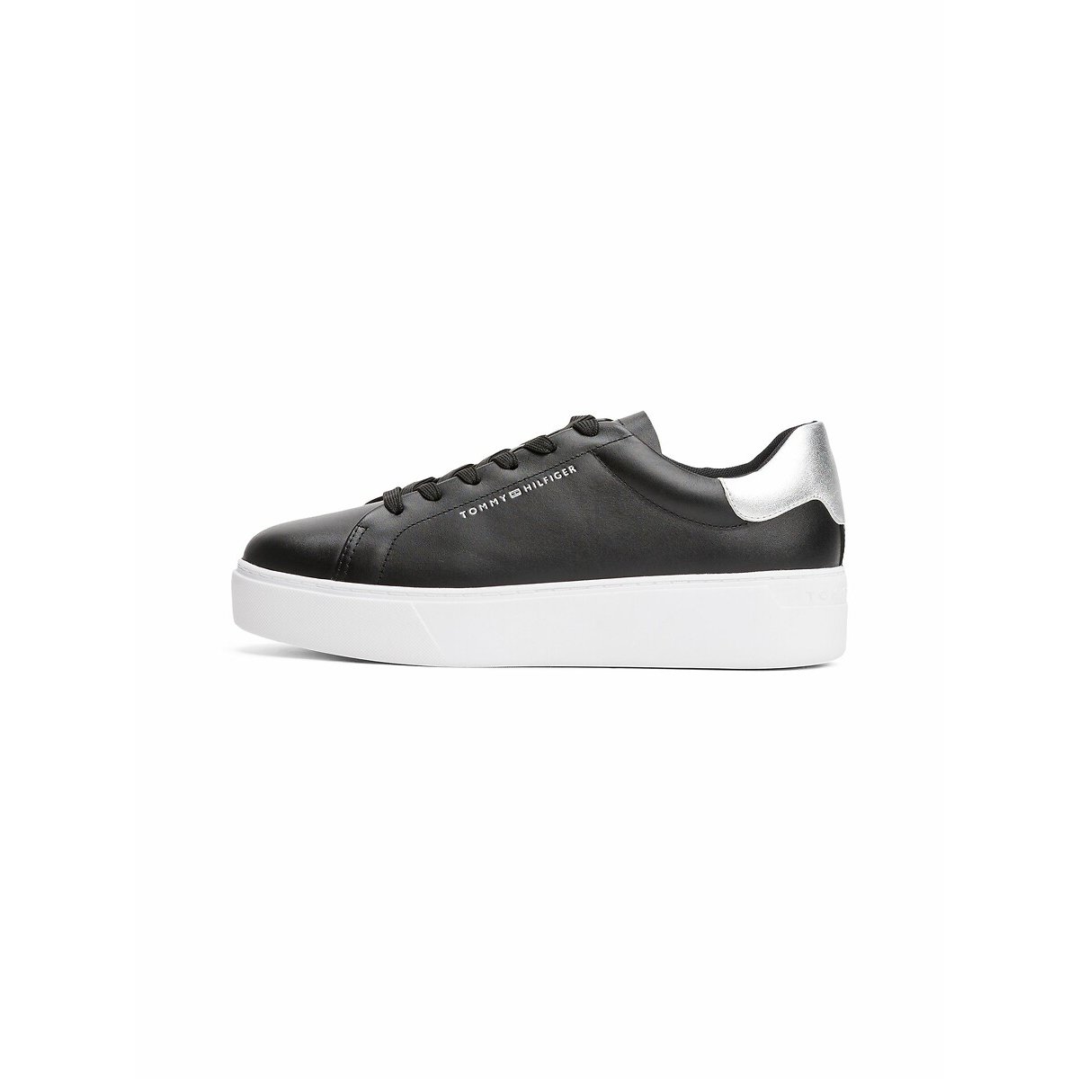 Court Leather Platform Trainers black, TOMMY HILFIGER