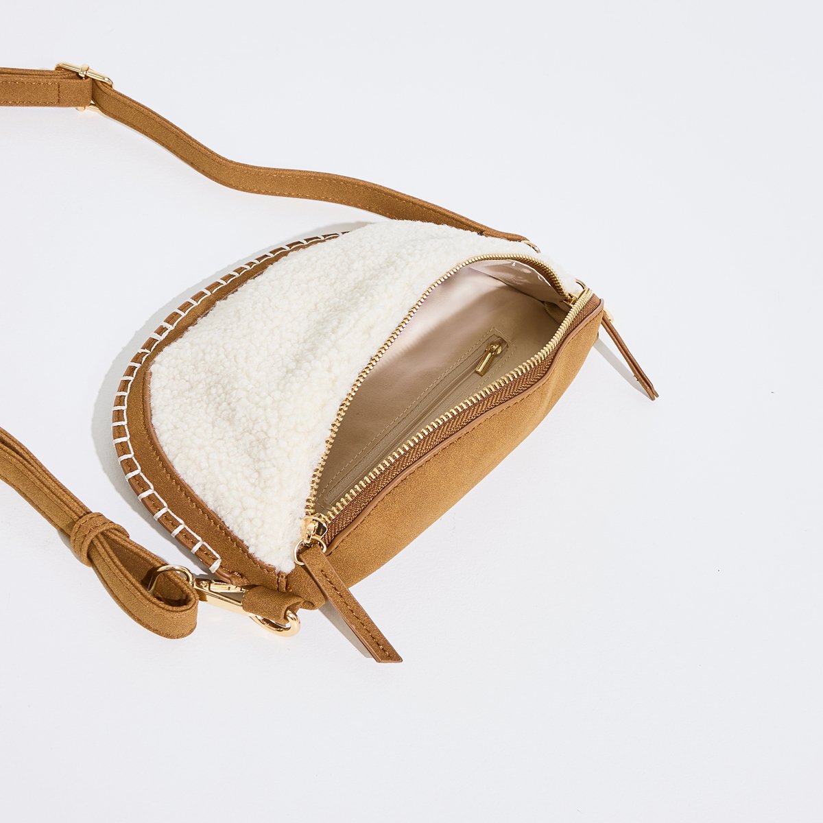 Sac banane bicolore moumoute blanc cassé ecru, GRAIN DE MALICE