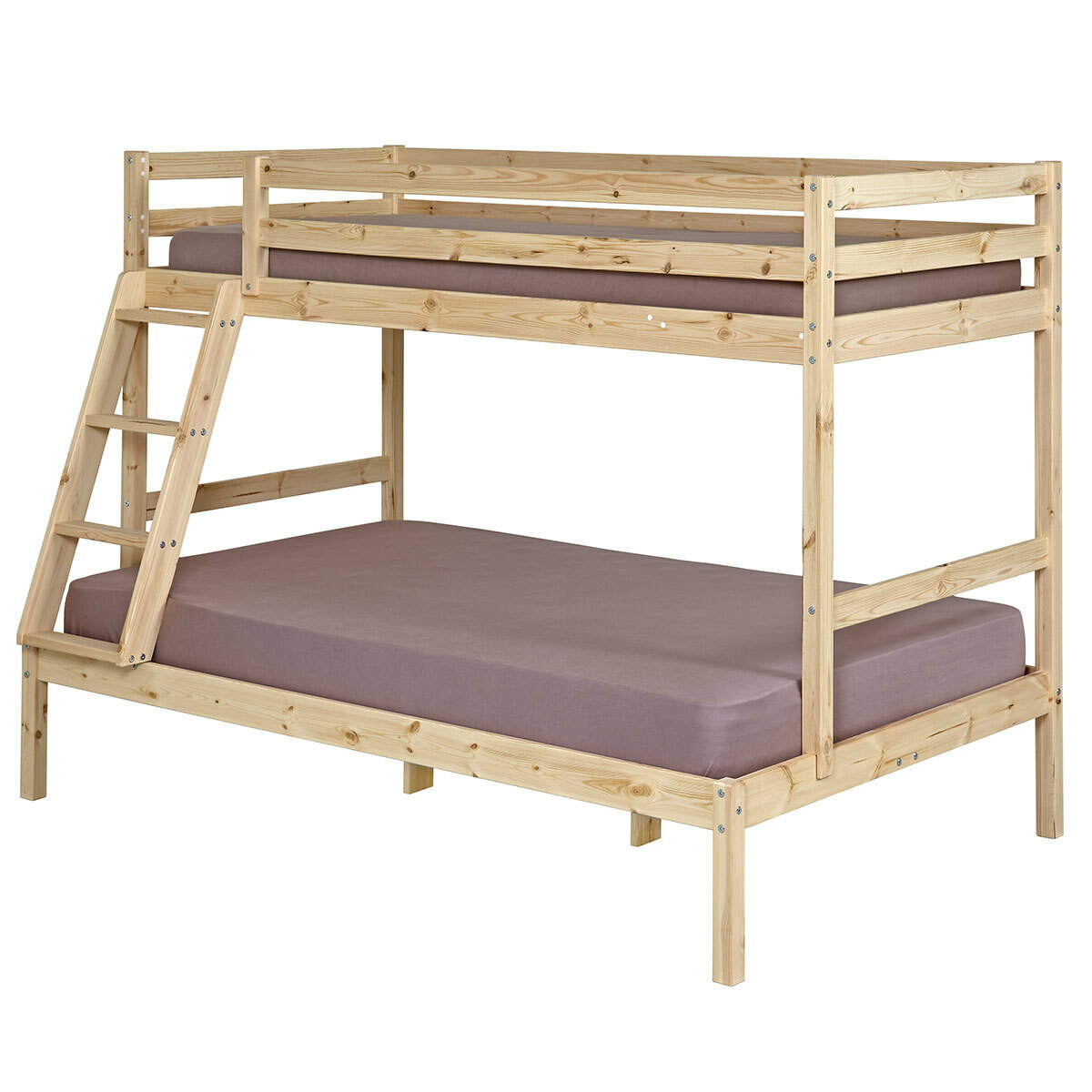 Pack lit superposé avec 2 matelas Bois massif JULIAN bois naturel, AKITEN RETAIL