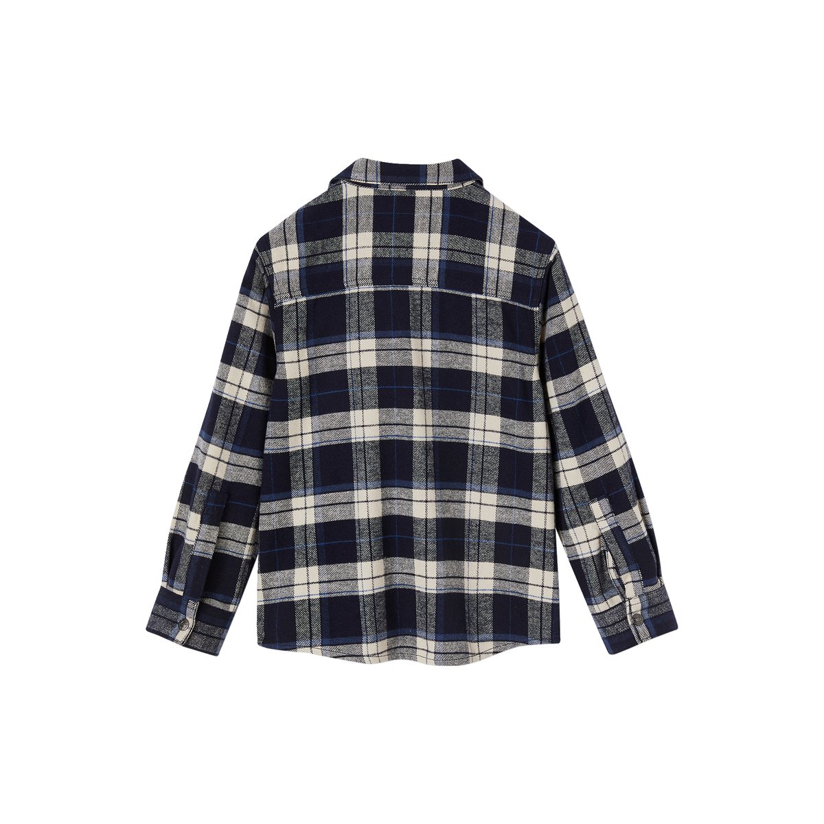 Chemise à carreaux en flanelle bleu nuit, VERTBAUDET