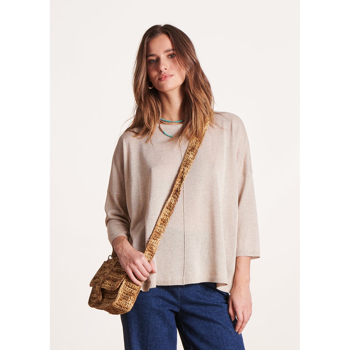 Pull manches 3/4 oversize dore, LA FEE MARABOUTEE