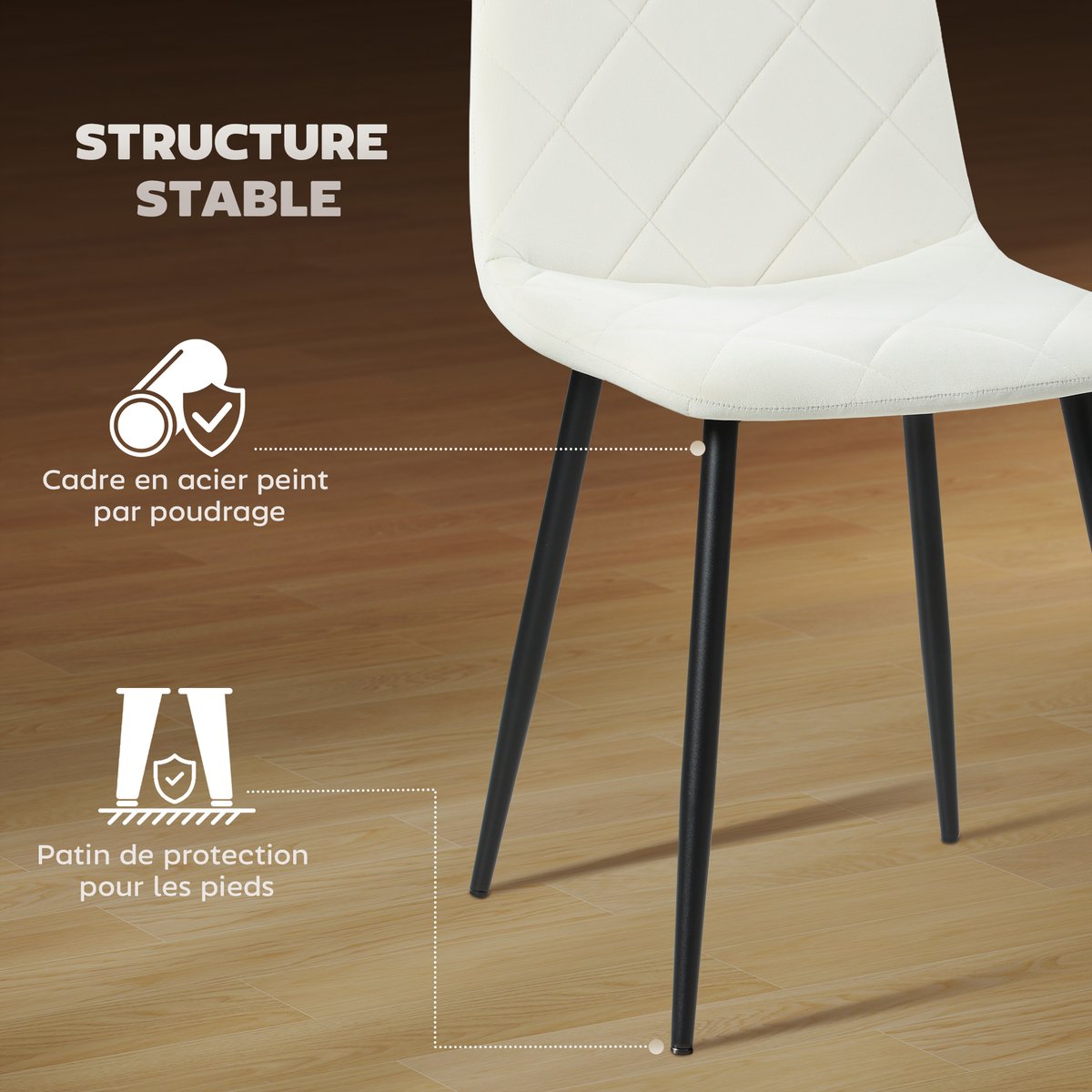 Chaise de salle à manger Polyester Crème crème, HOMCOM