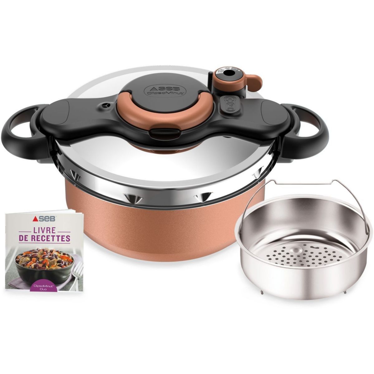 Autocuiseur ClipsoMinut Duo Copper 5L P4705101 blanc, SEB