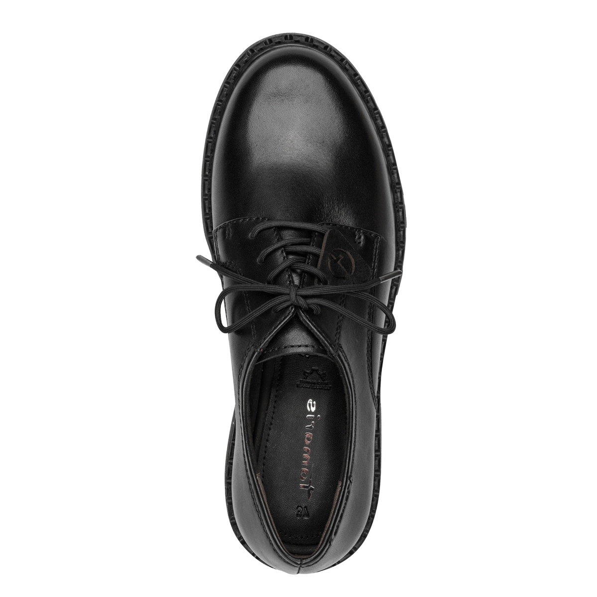 Derbie en cuir noir, TAMARIS