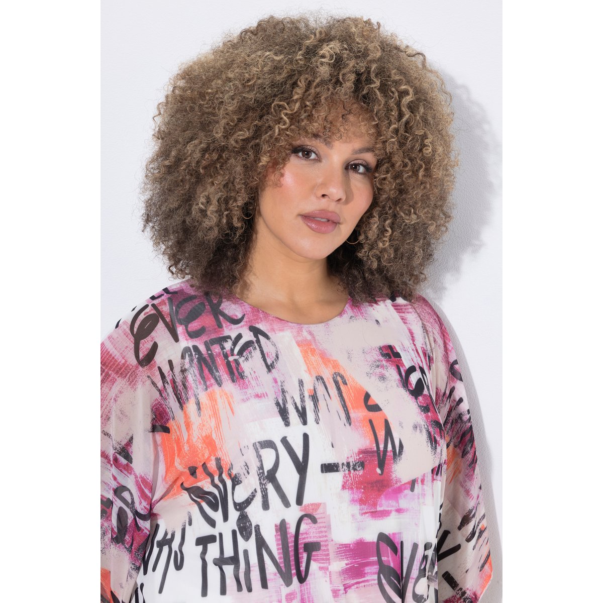 Blouse en tulle doublée, coupe oversize blanc cassé, ULLA POPKEN