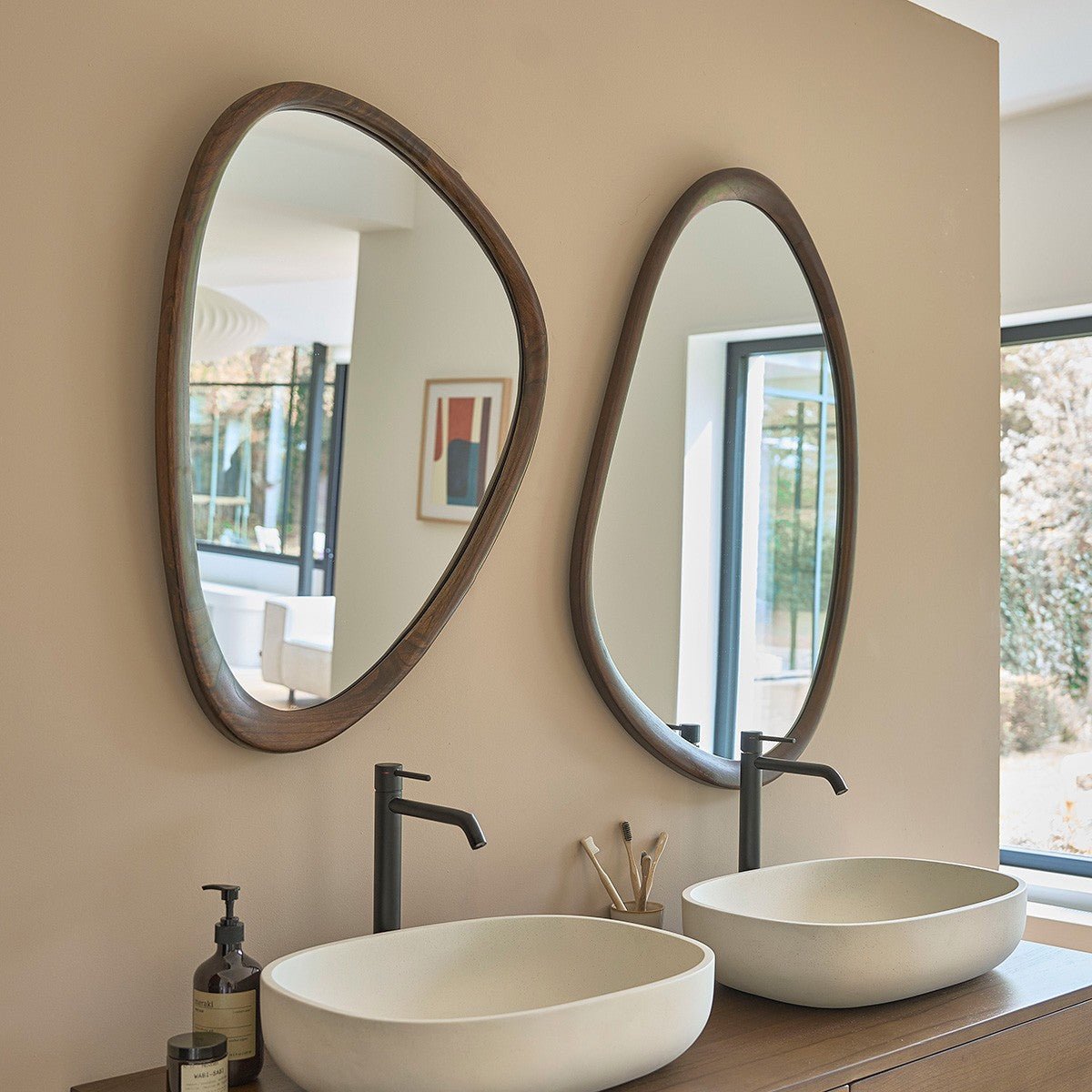 Miroir organique en bois massif 75x60 cm  VINTAGE marron, BERAH GETAH