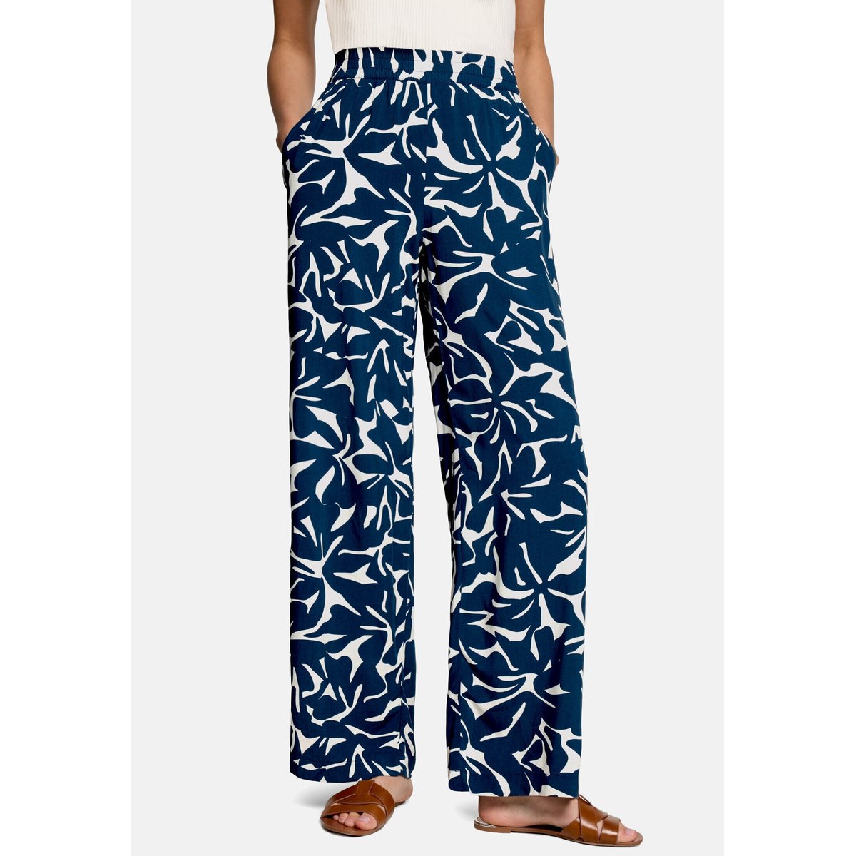 Pantalon casual à imprimé blue/cream, ZERO
