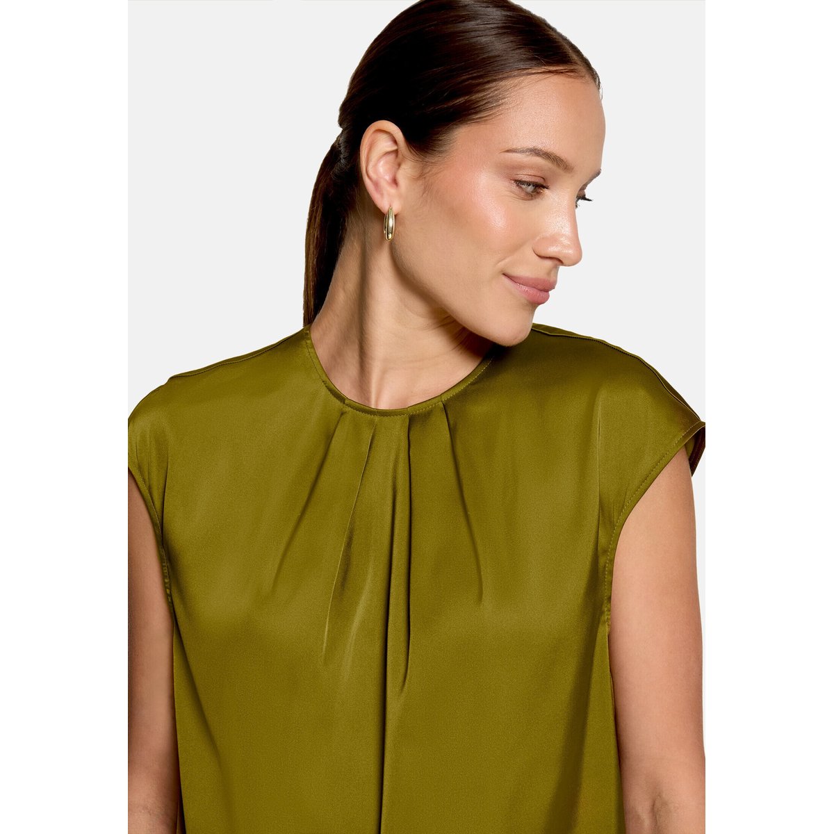 Chemisier en satin à encolure ronde fir green, ZERO
