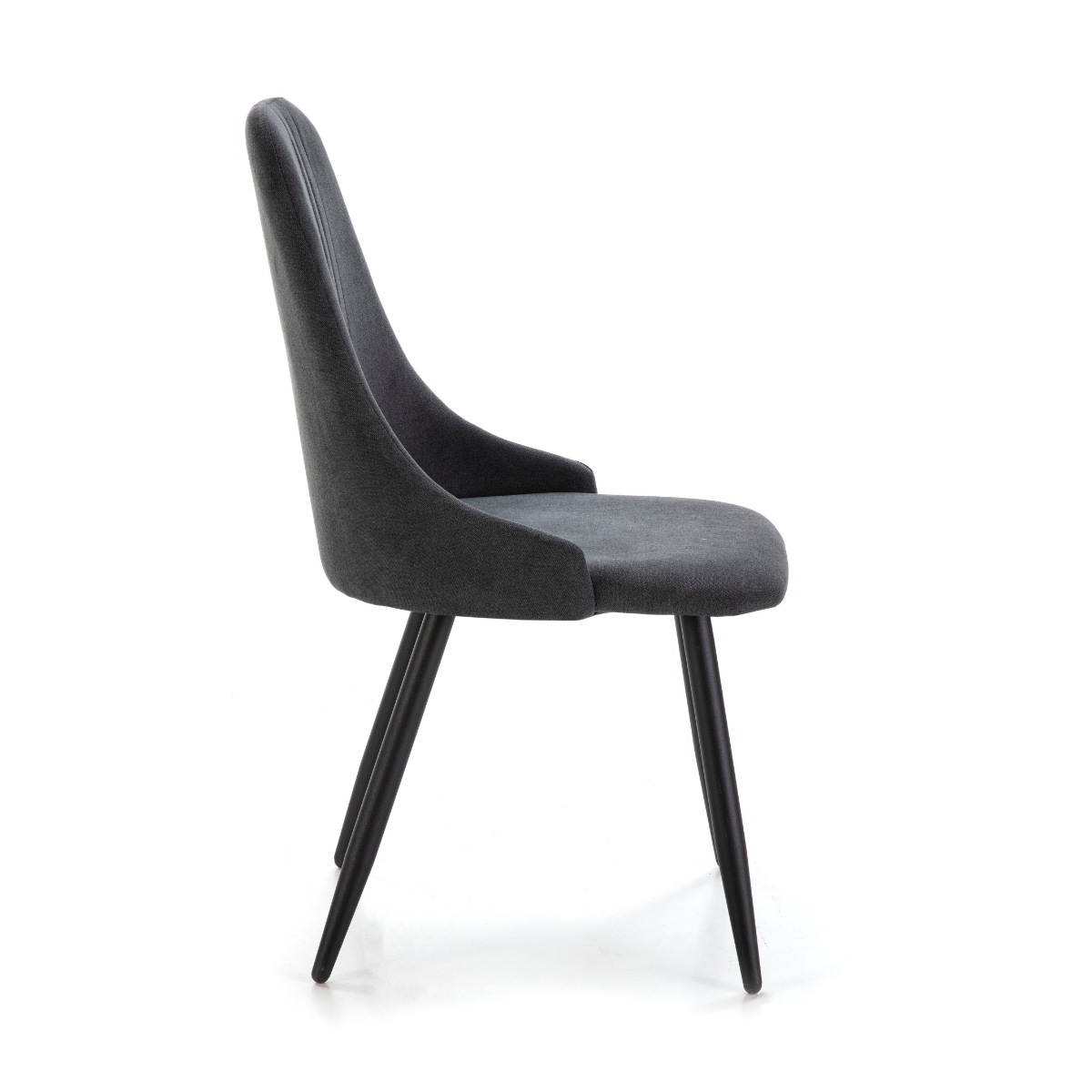 Lot de 4 chaises en tissu avec pieds en métal noir L50 cm MANI gris foncé, CALICOSY