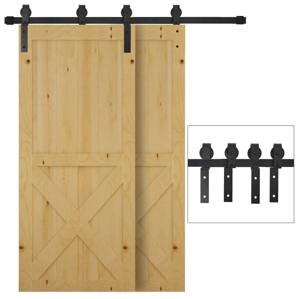 Kit de quincaillerie pour porte coulissante noir, HOMCOM