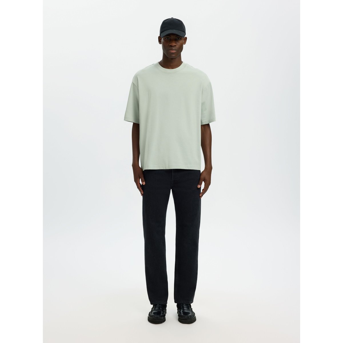 T-Shirt Ras Du Cou aqua gray, SELECTED