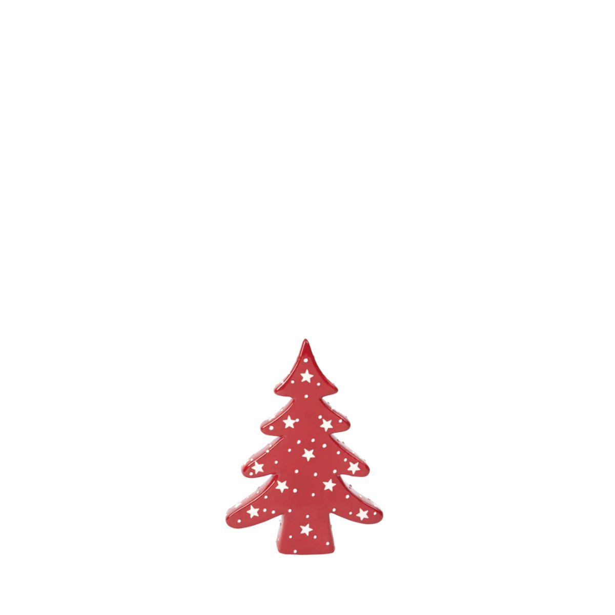 Statue décorative sapin de noël en porcelaine H15 rouge, SIA DECO