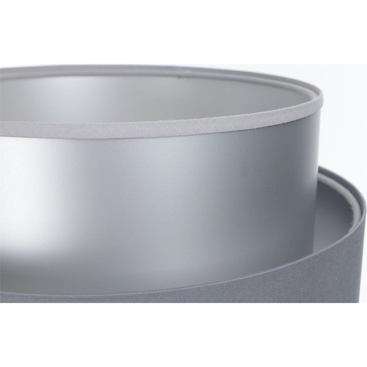 Lampe à poser ronde en tissu, DUO ELLEGANT gris satin avec intérieur argenté, BPS KONCEPT