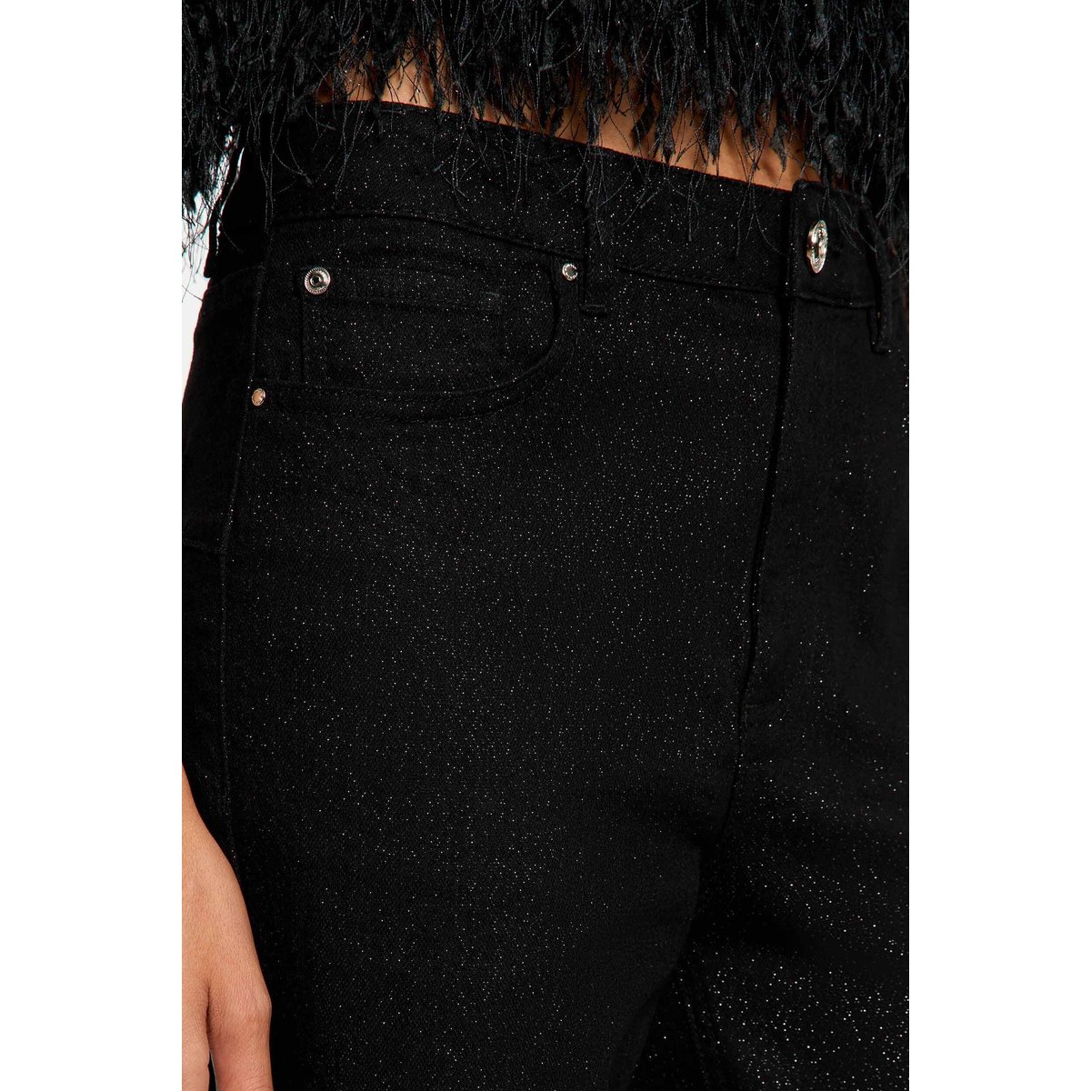 Jean bootcut paillettes noir, MORGAN