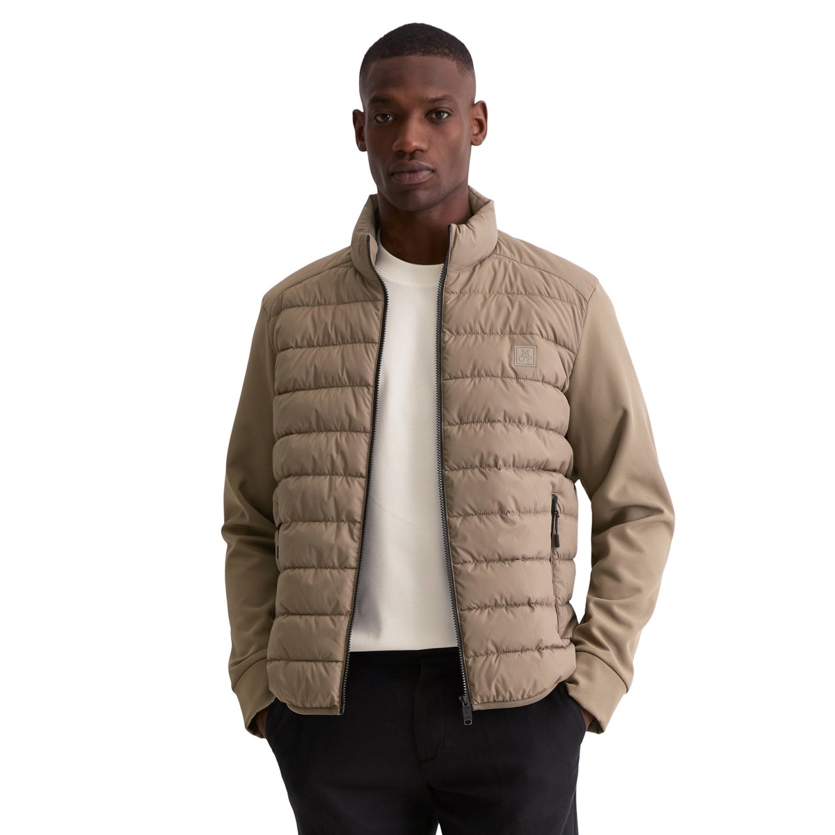 Veste matelassée regular avec manches scuba souples marron, MARC O'POLO
