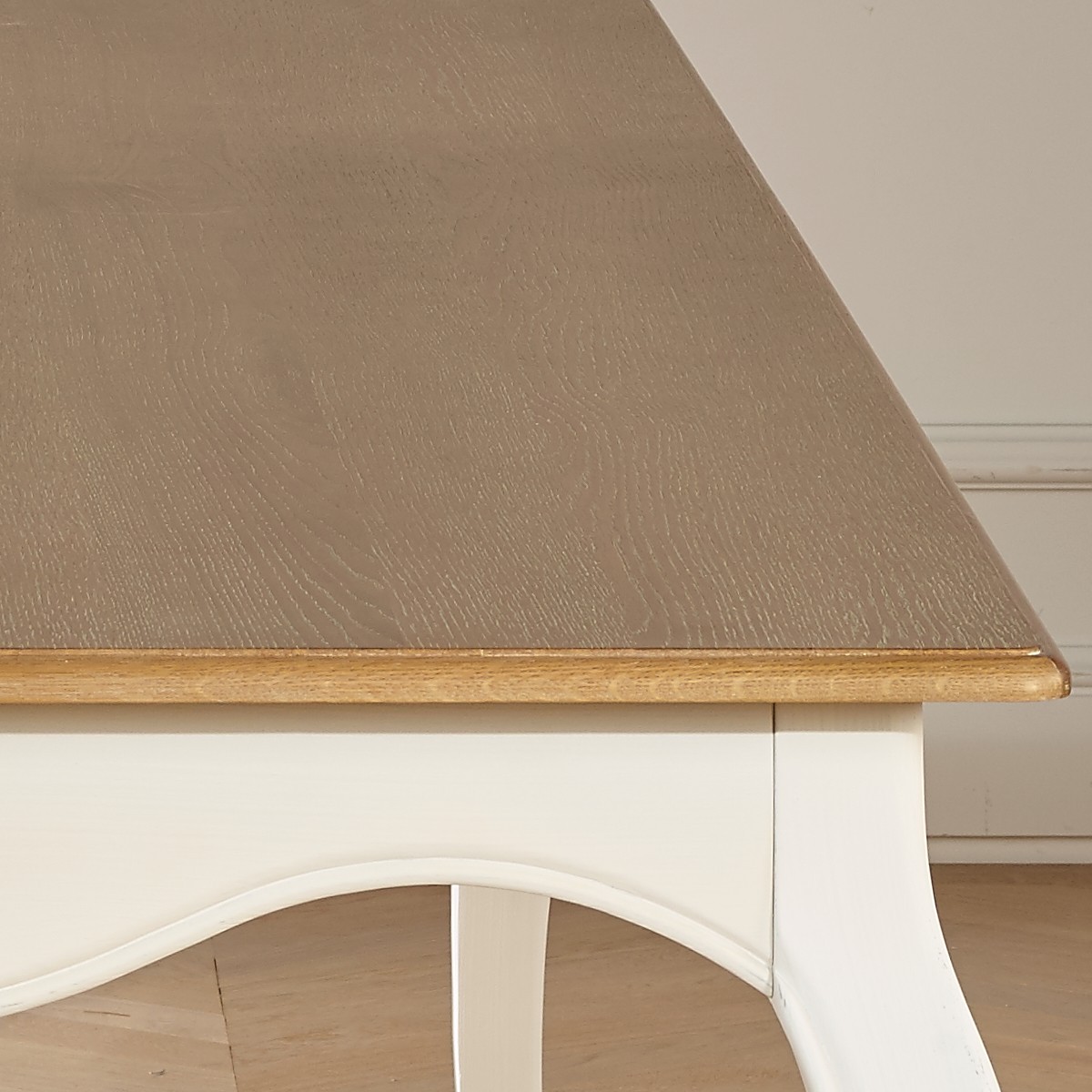 Table rectangulaire, plateau en chêne 8 couverts LOURDES blanc, ROBIN DES BOIS
