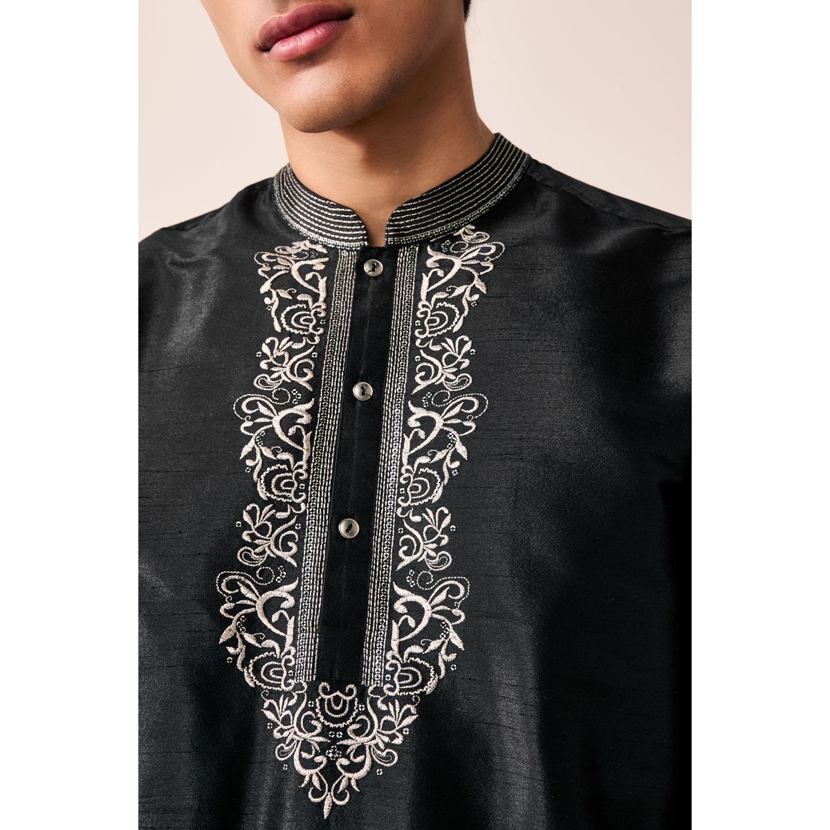 Chemise style kurta longue noir, NEXT