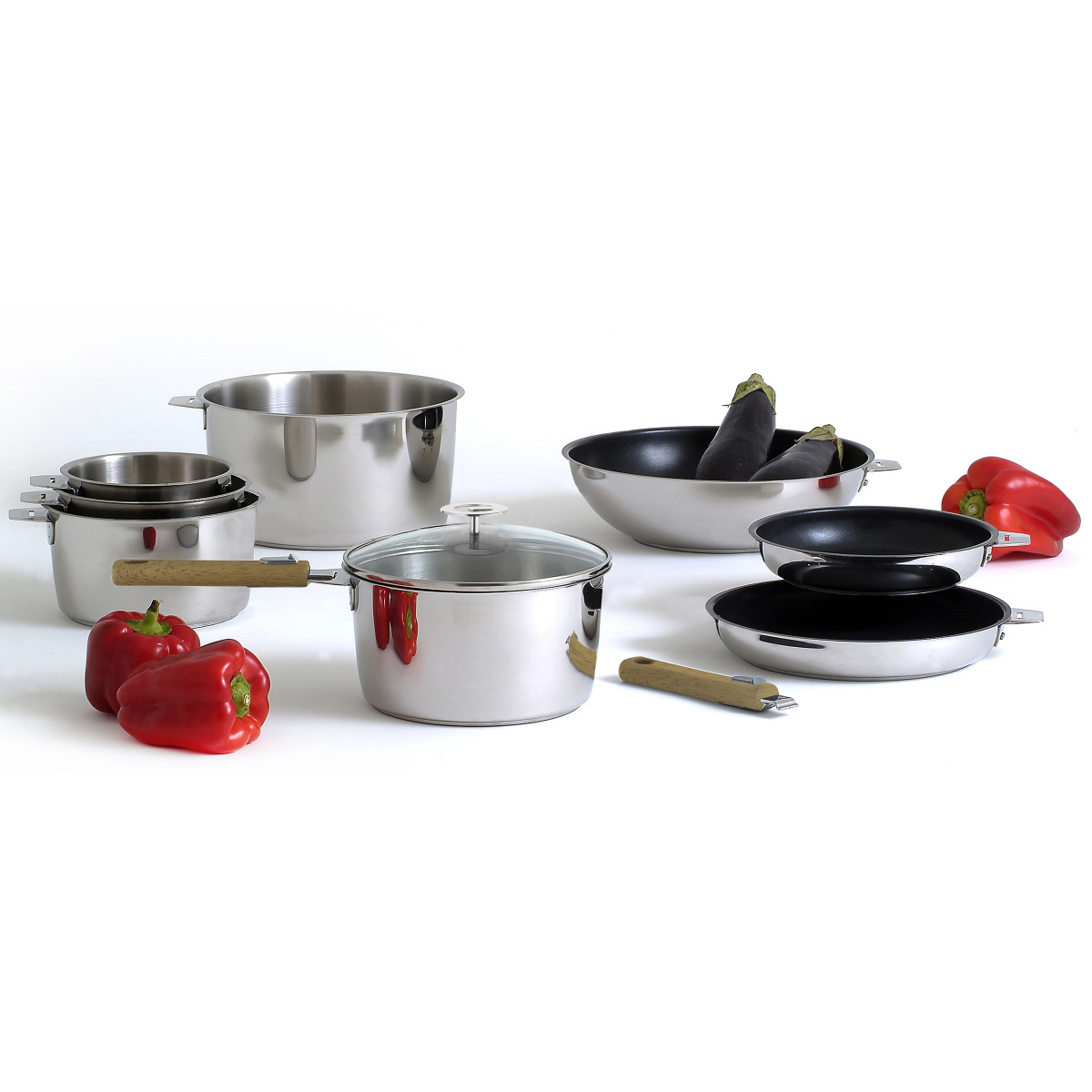 Série de 3 casseroles 16/18/20cm inox avec poignée - MALICE inox, CUISINOX