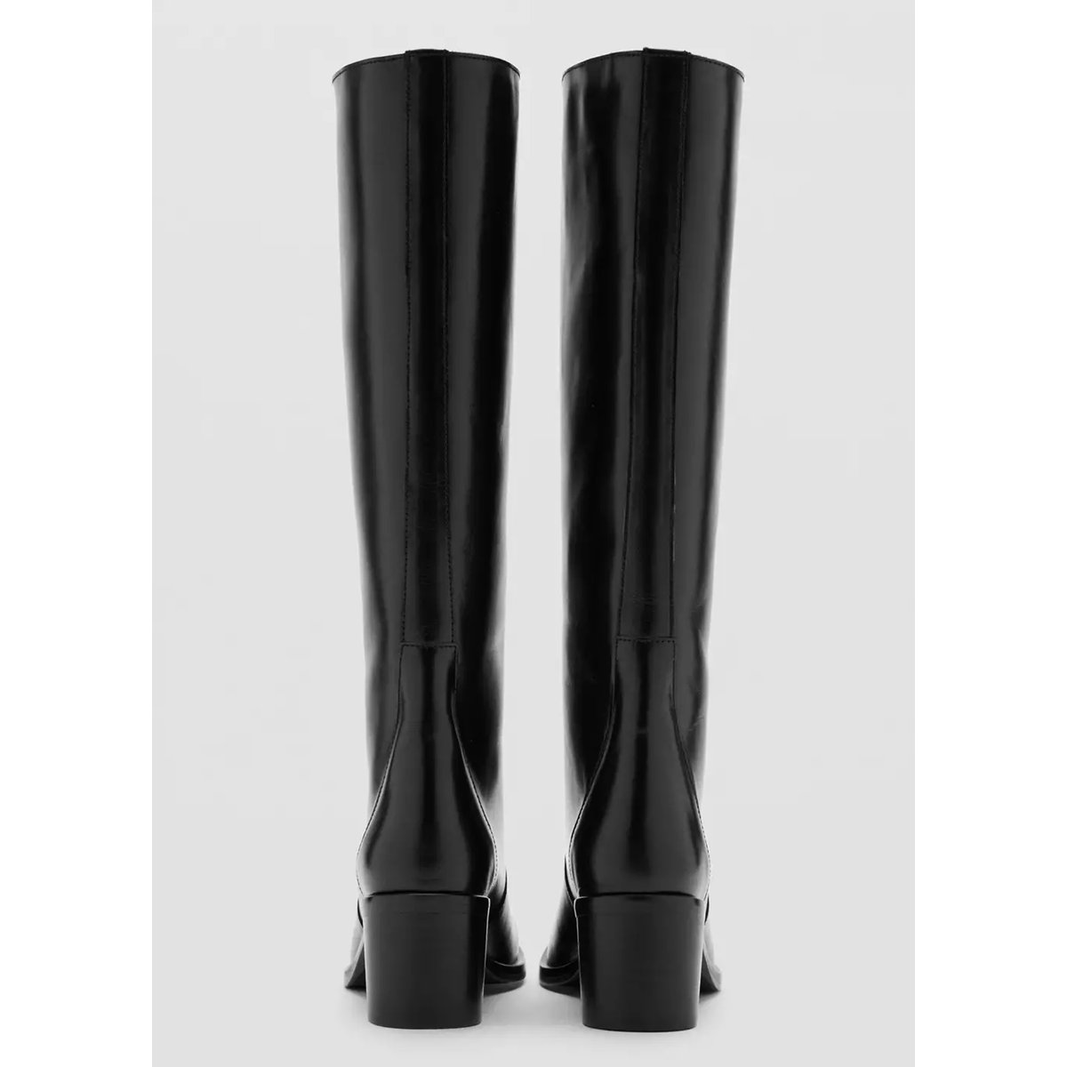 Bottines 100 % cuir talon noir, MANGO