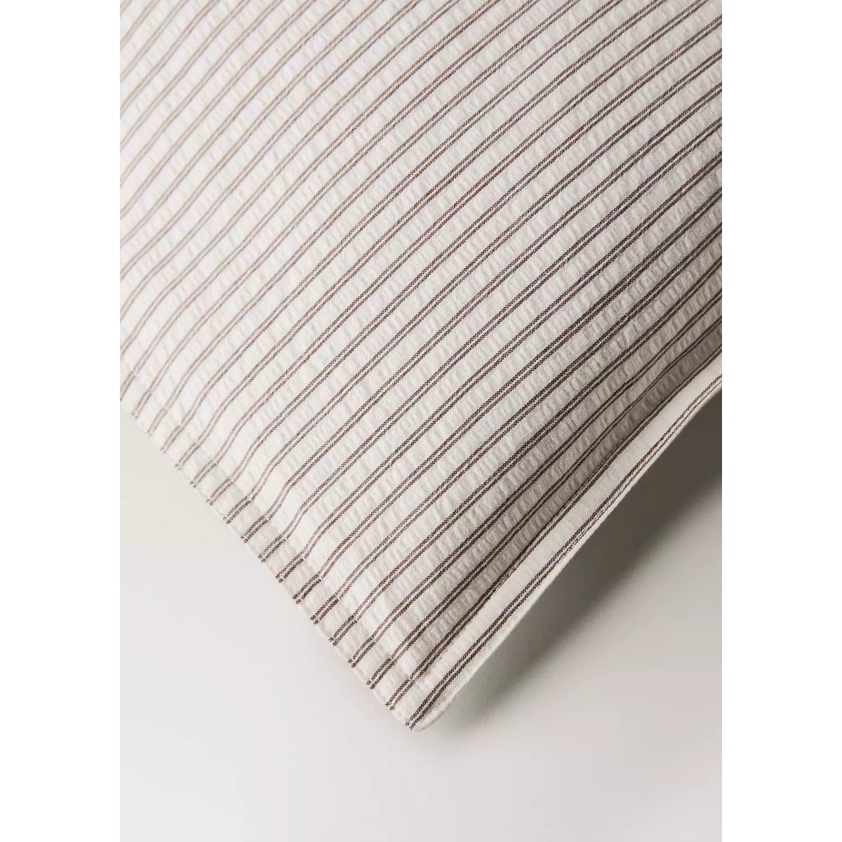 Housse de couette coton seersucker à rayures fines lit 150/160 cm café, MANGO HOME