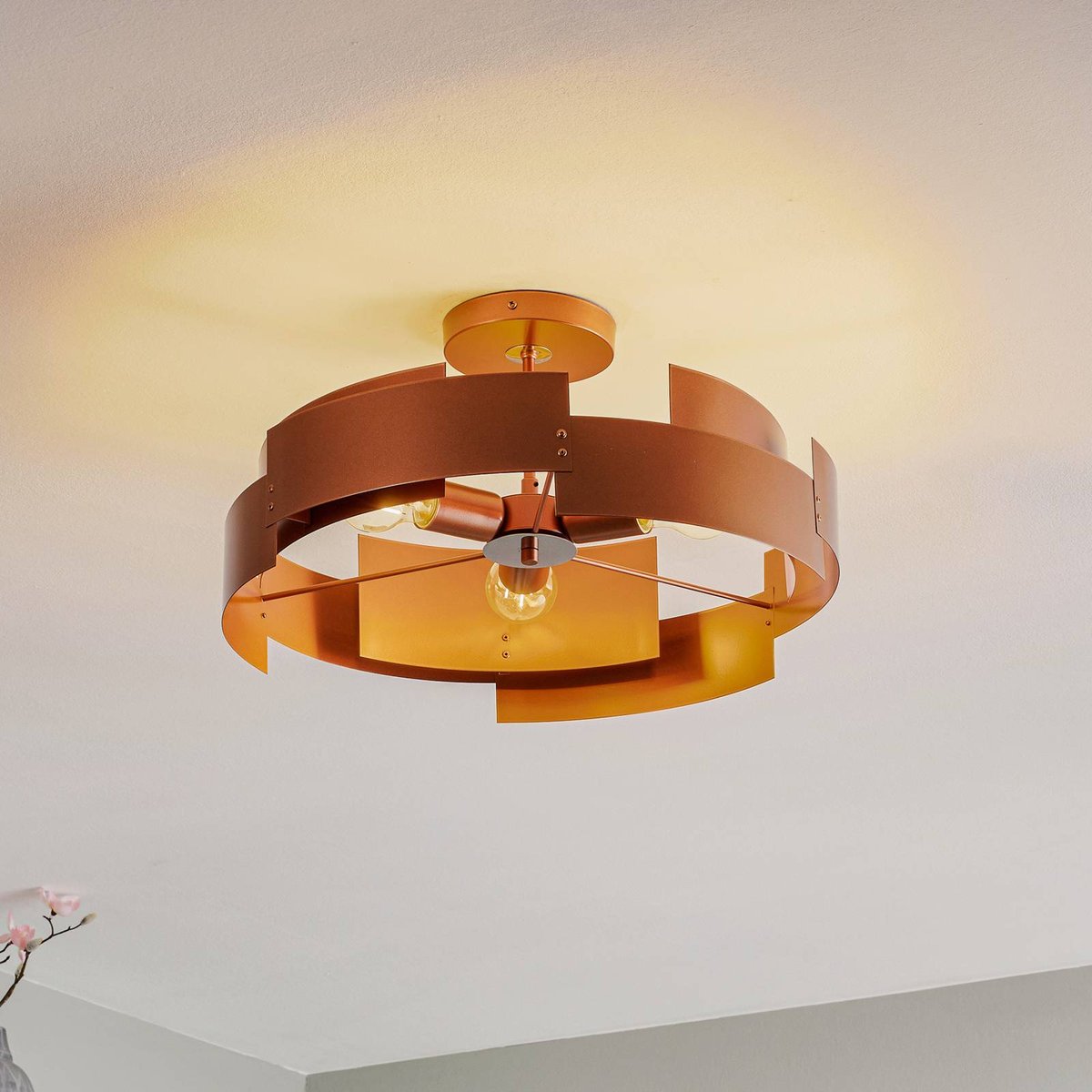 Plafonnier en métal moderne, Tori cuivre, EULUNA