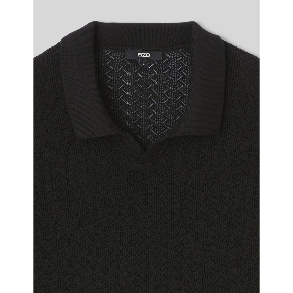 Polo matière fantaisie noir, BZB