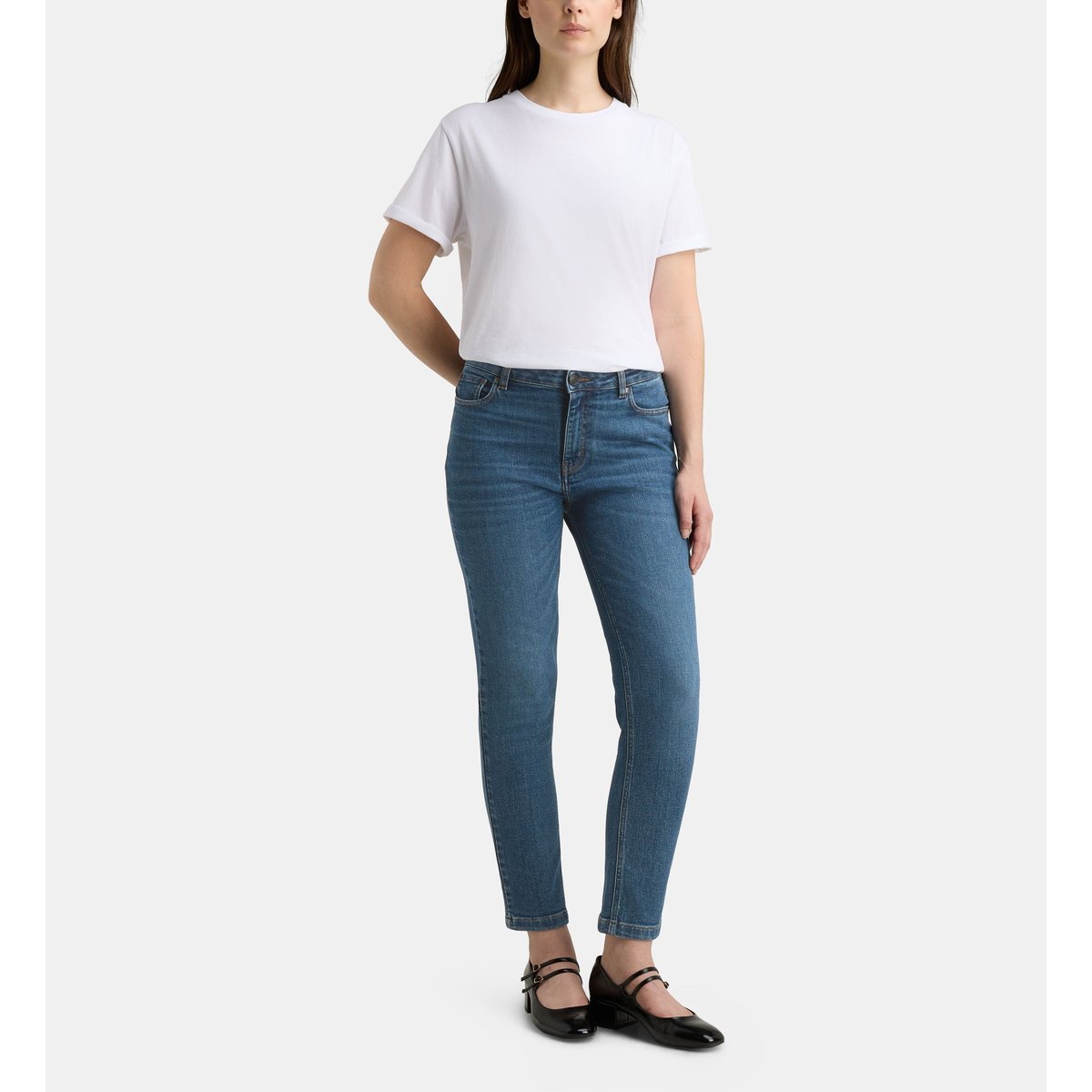 Jean court slim new coton bio bleu moyen, GALERIES LAFAYETTE