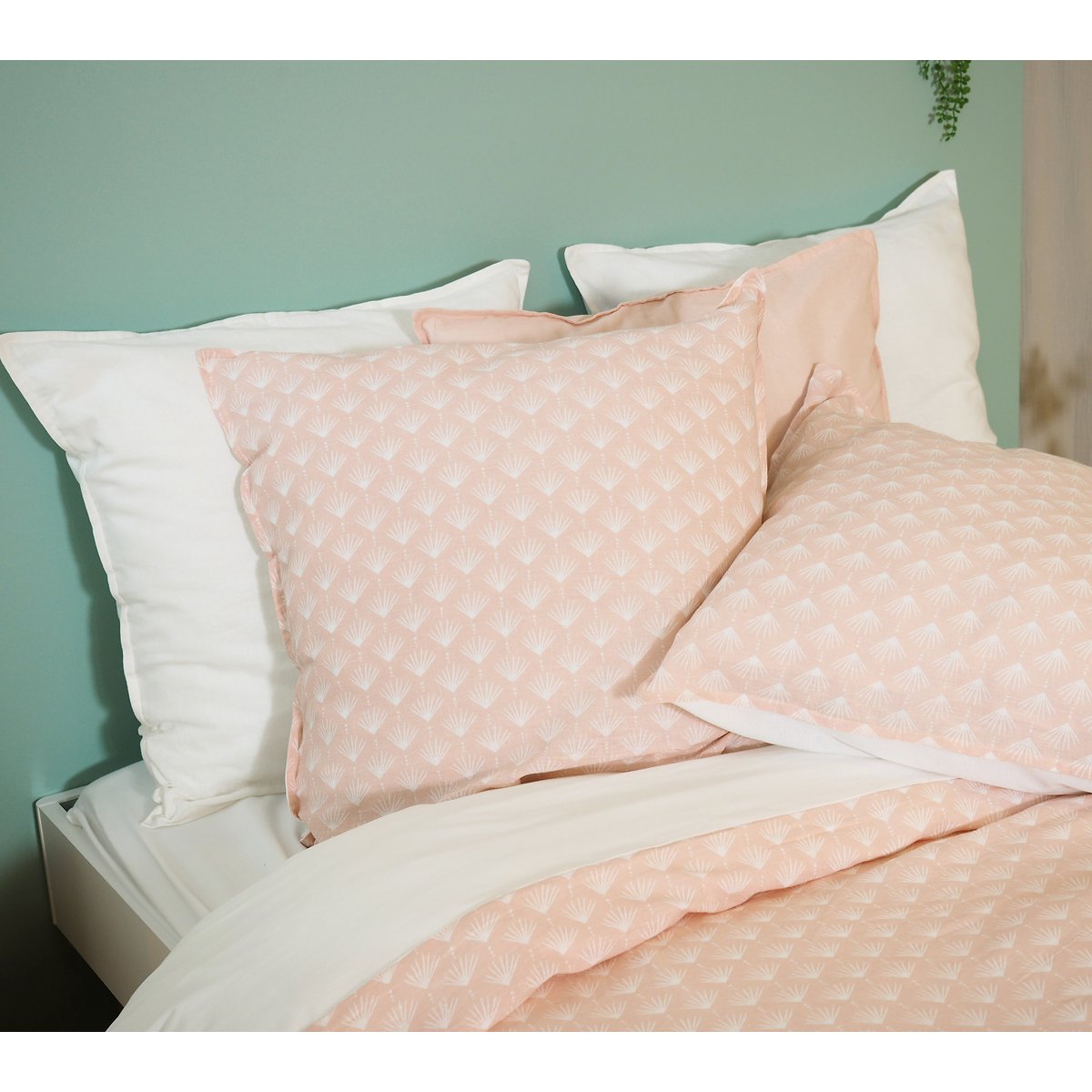 Parure housse de couette en coton imprimée, Evi rose, C DESIGN HOME TEXTILE