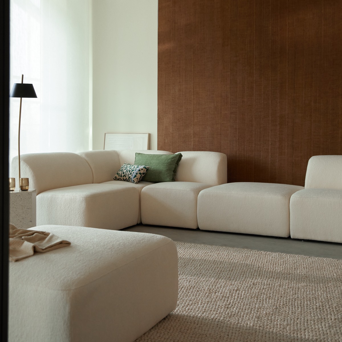 Canapé droit en Tissu, VÉNUS beige, TIKAMOON