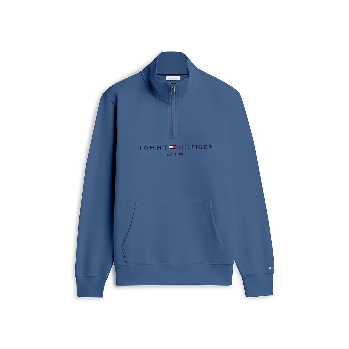 Sweat col montant zippé Tommy Logo bleu mer, TOMMY HILFIGER