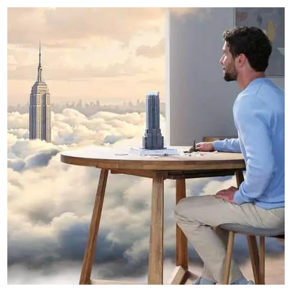 Puzzle 3D 216 pieces - Empire State Building illumine couleur unique, RAVENSBURGER